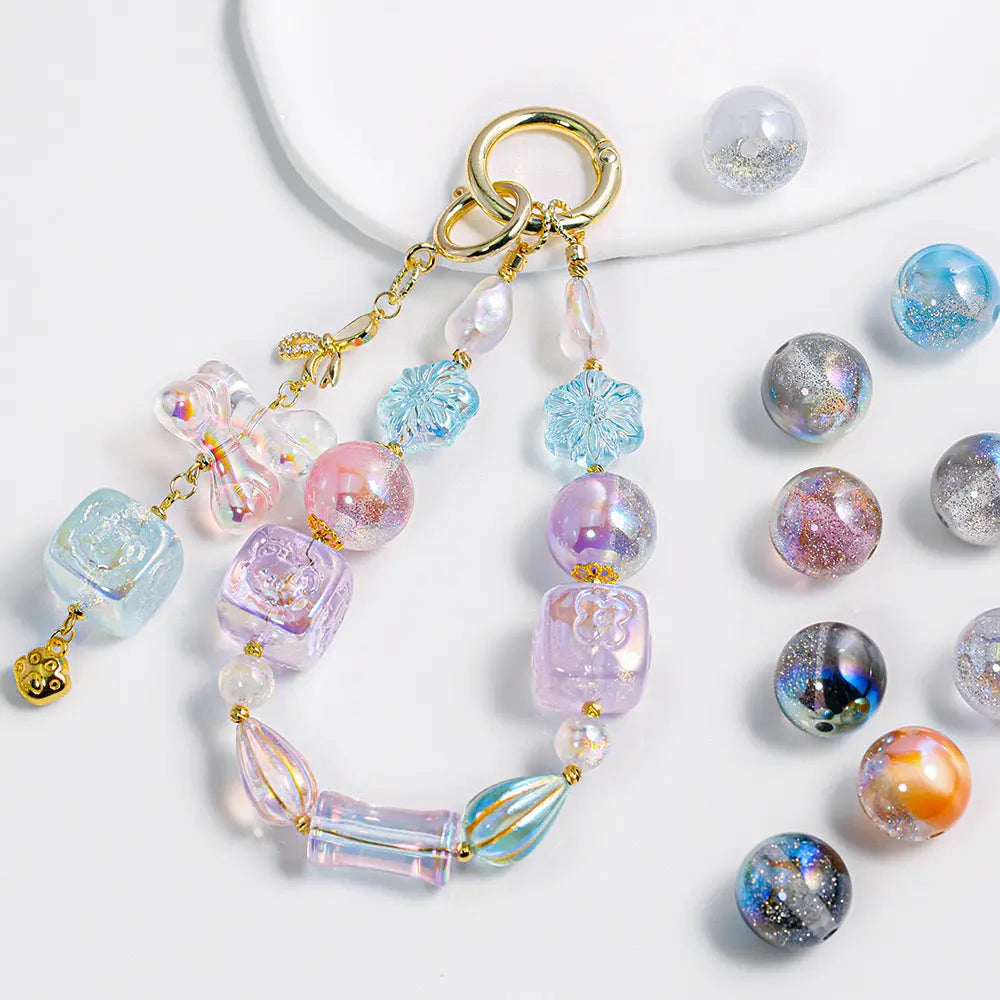 FS1247- 16MM Round Pink Glitter Resin Beads Fit For Beadable Pens Zoe's DIY Shop