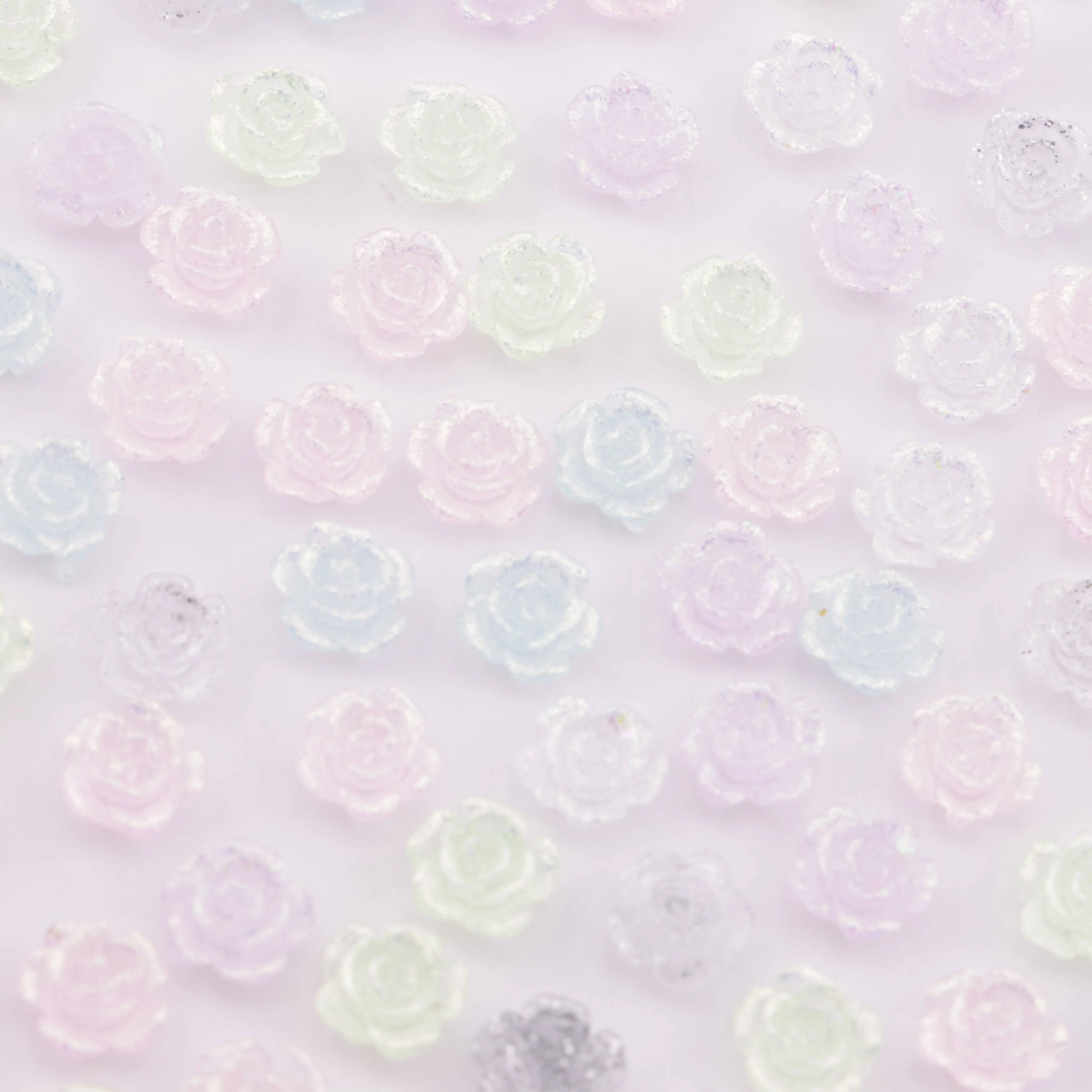 FS6173-8mm Rose Charms Glitter Translucent Rose Patches - Zoe DIY Wholesale