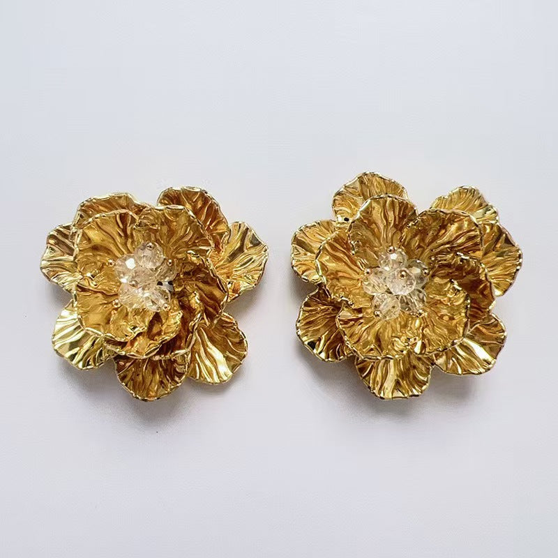 FS3779- 47mm Two-Layer UV Silver Crystal Flower Charms Two-Layer Crystal Flowers