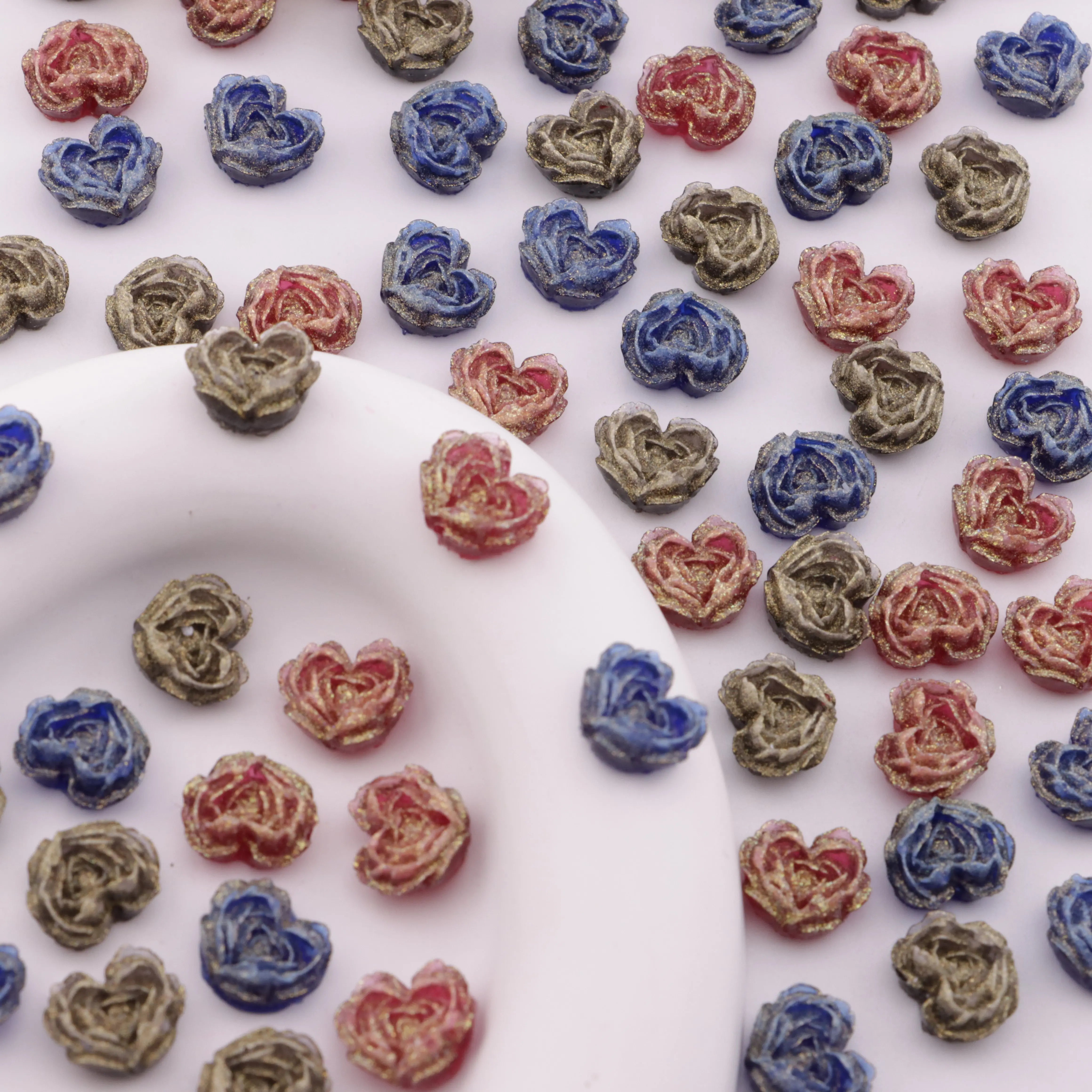 FS6351-About 9×10mm Deep - Color Luminous Heart Soft Flower Charms For DIY project - Zoe DIY Wholesale