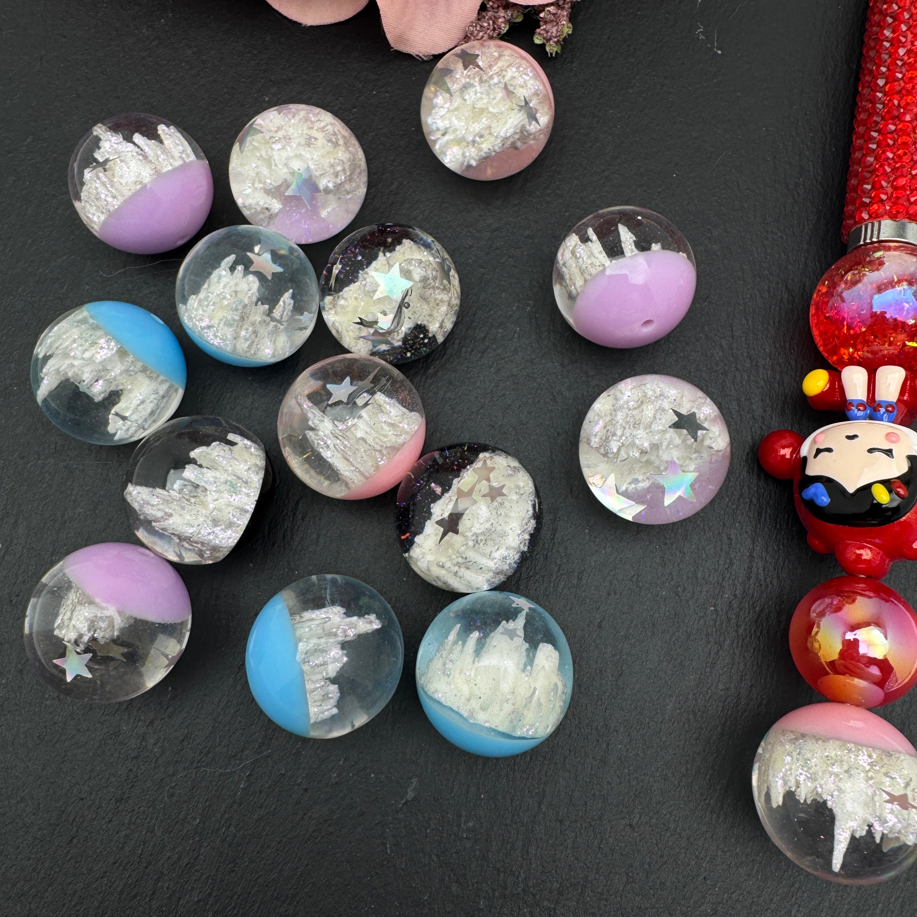 FS5170-Random Mixed Color 20mm Glowing Castle Resin Pen Topper