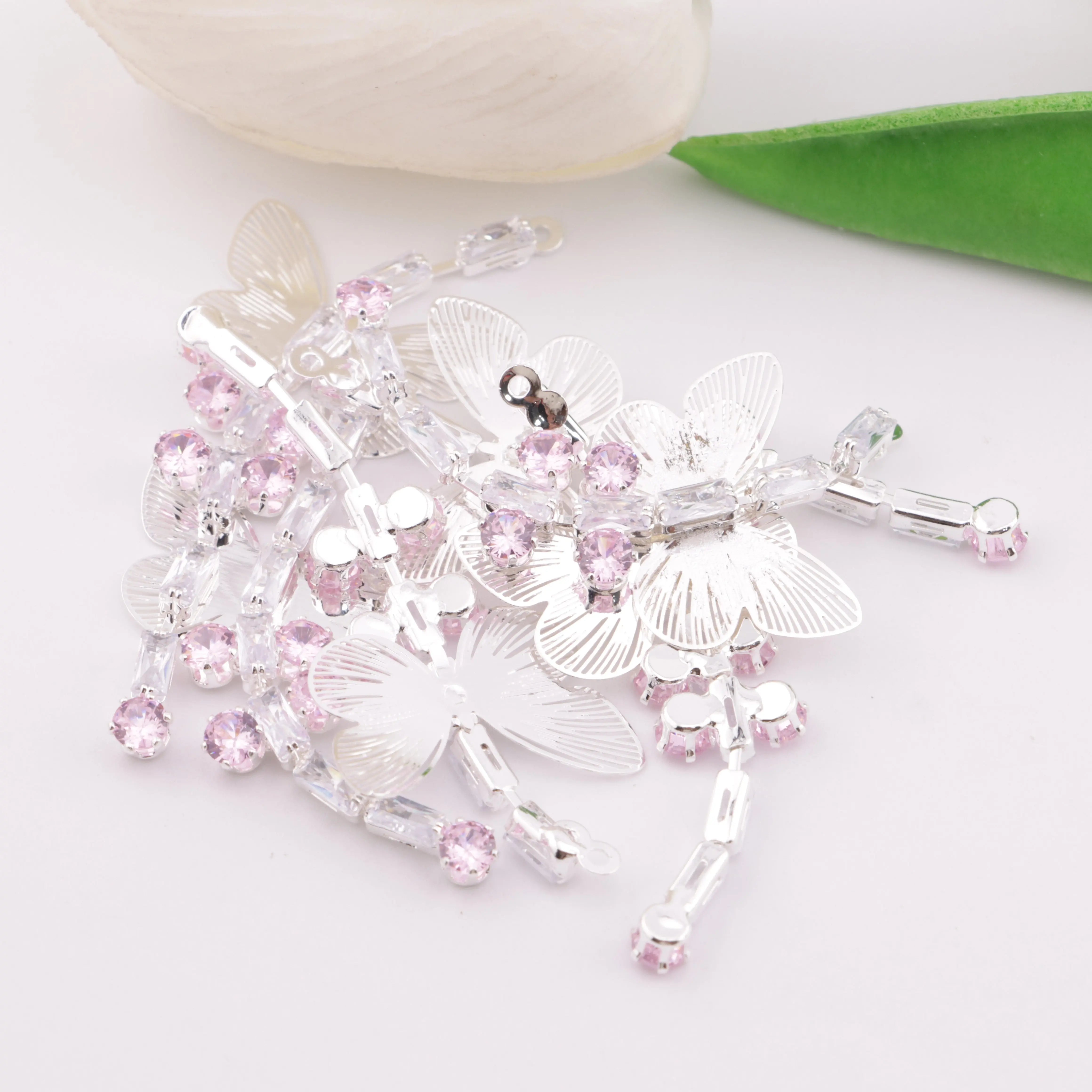 FS5874-Butterfly Cubic Zirconia Tassel Pendant - Zoe DIY Wholesale