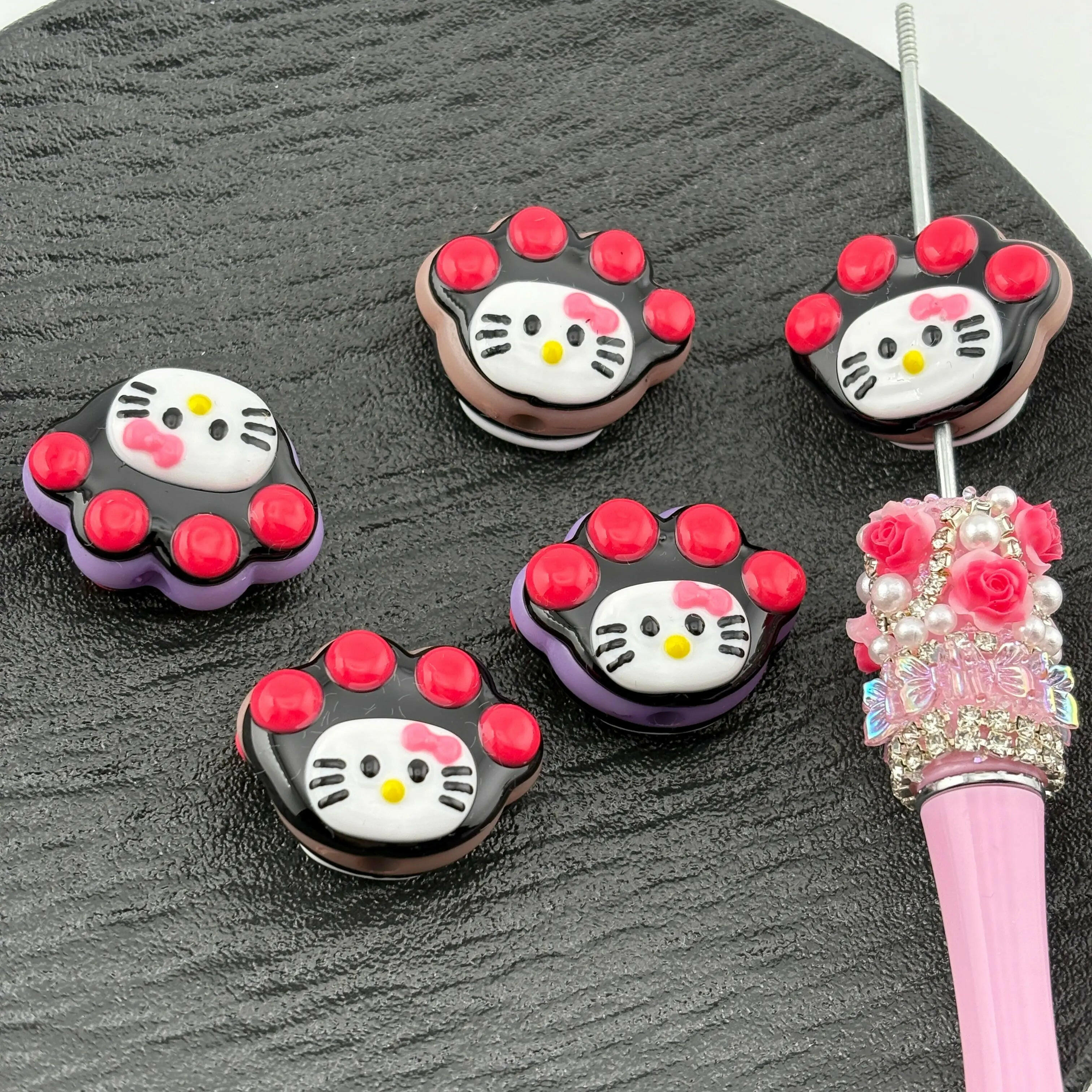 FS2204- 5PCS HK Cat Paw Hand printed Beads Fit for Pens Zoe's DIY Shop