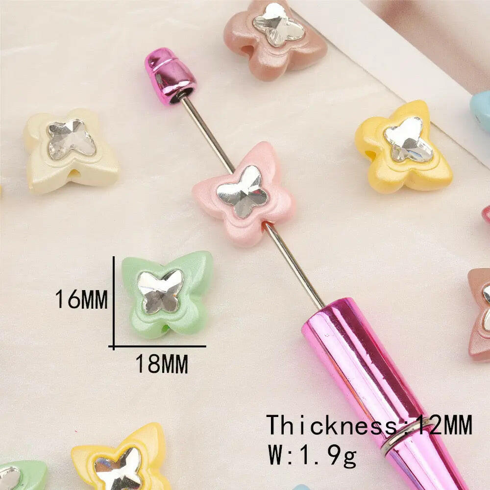 FS2309-16mm*18mm Random Mixed Color Butterfly Acrylic Beads Fit For Beadable Pens Zoe's DIY Shop
