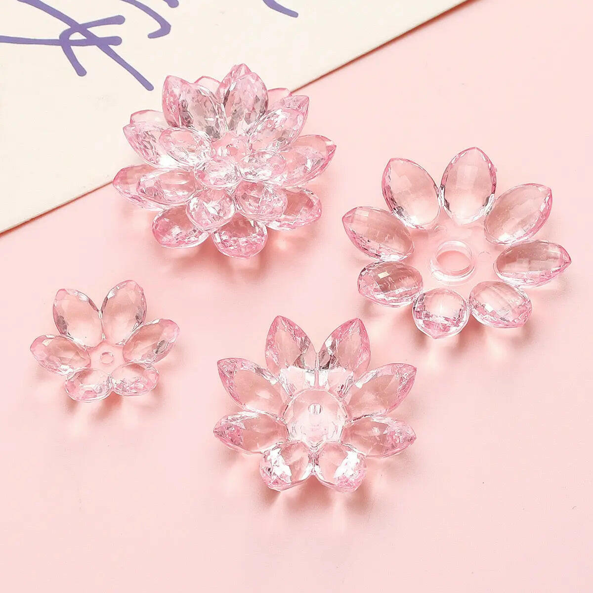 FS2307-Clear Color Lotus Flower (1 Set=24MM Size +34MM Size +38MM Size ) - Zoe DIY Wholesale
