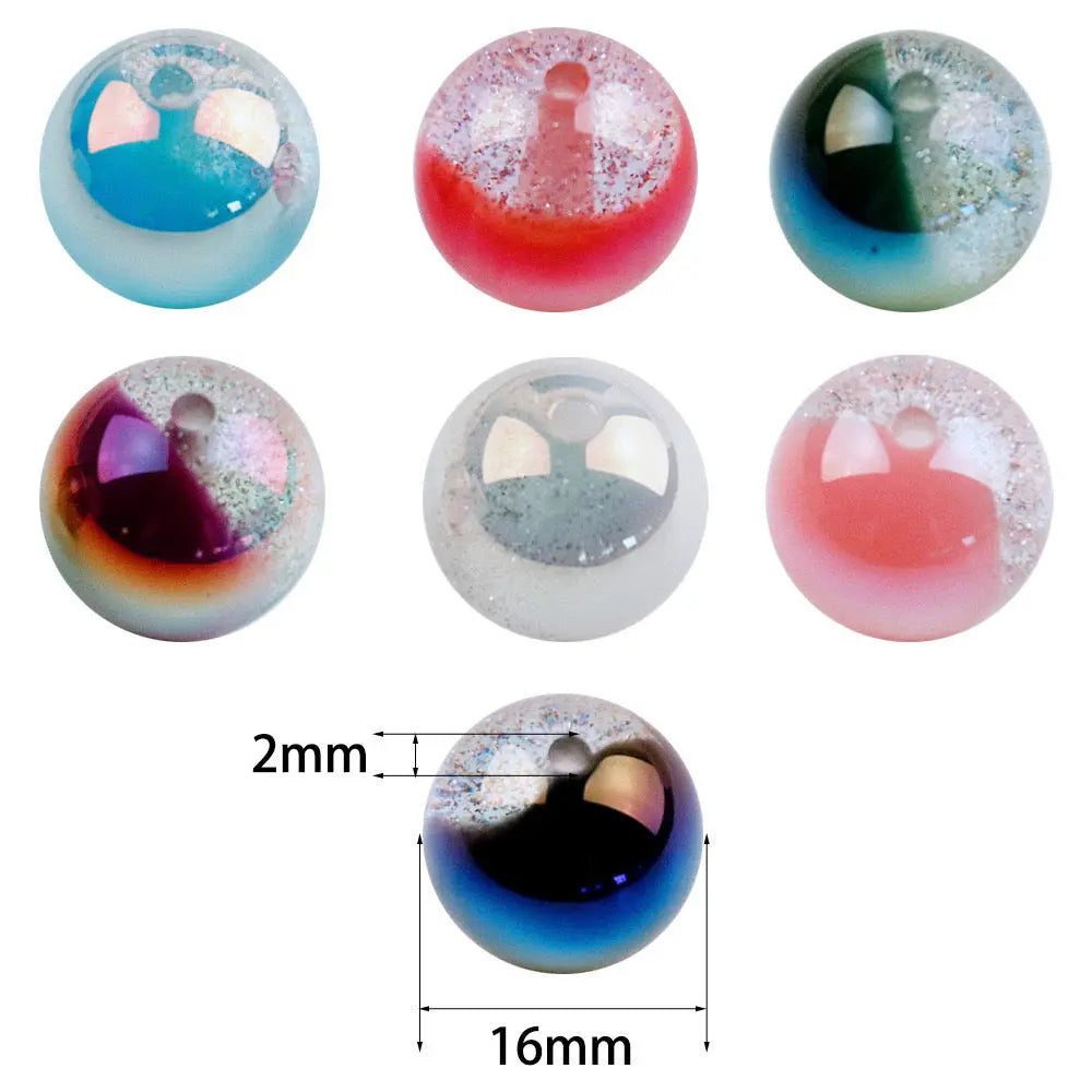 FS1247- 16MM Round Pink Glitter Resin Beads Fit For Beadable Pens Zoe's DIY Shop