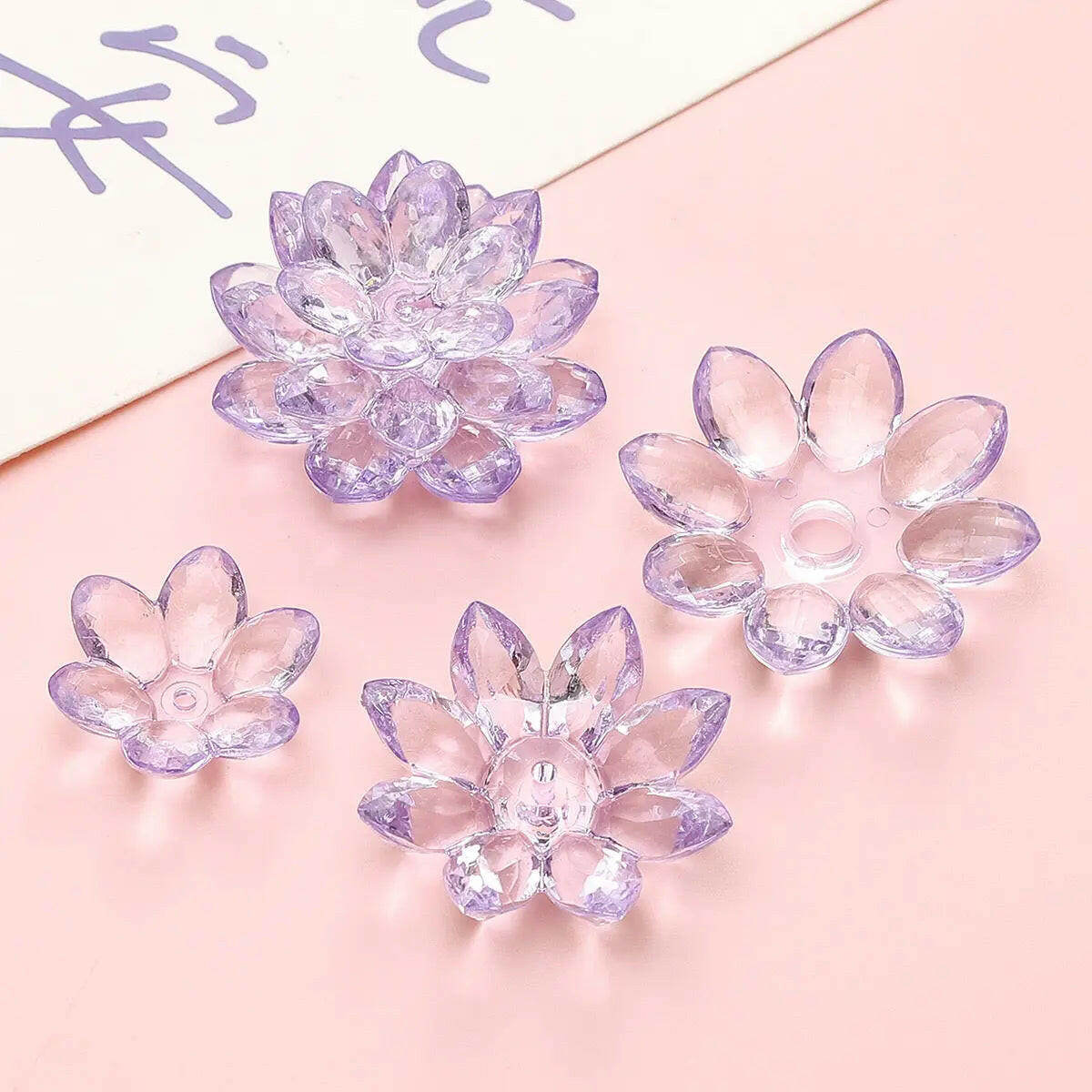 FS2307-Clear Color Lotus Flower (1 Set=24MM Size +34MM Size +38MM Size ) - Zoe DIY Wholesale