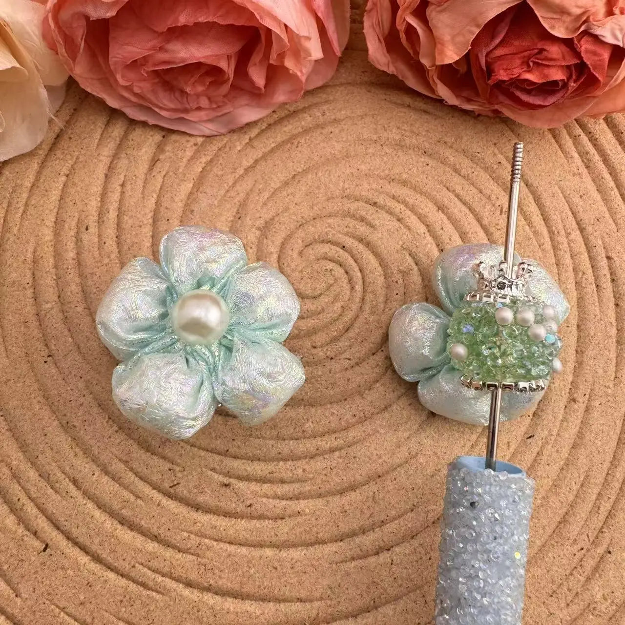 FS10036-16mm Sugar Beads With Flower Zoe DIY Wholesale