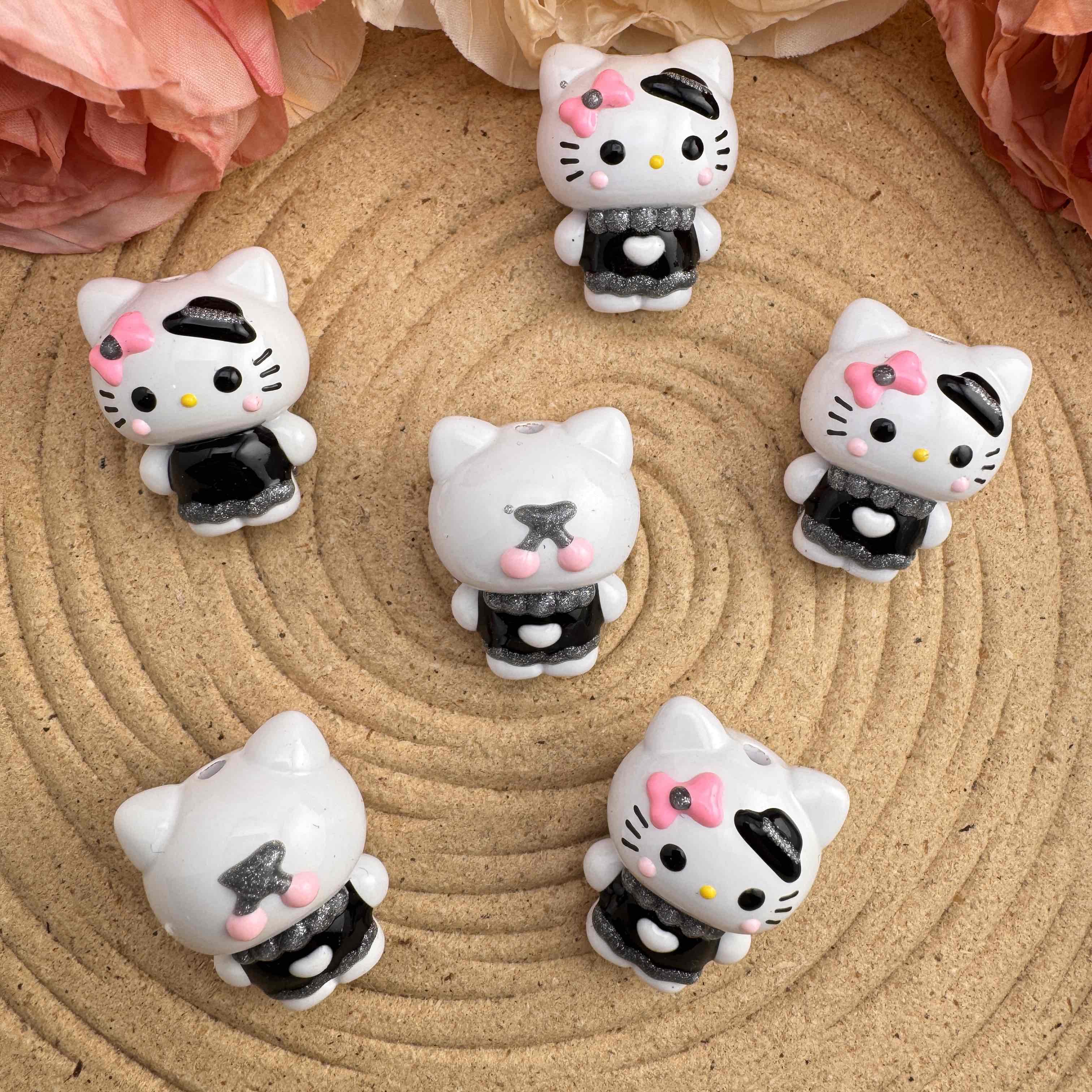 FS10040-About 23mm 3D HK Hand Painted Acrylic Beads For Keychain Beadable Pens Making Zoe DIY Wholesale