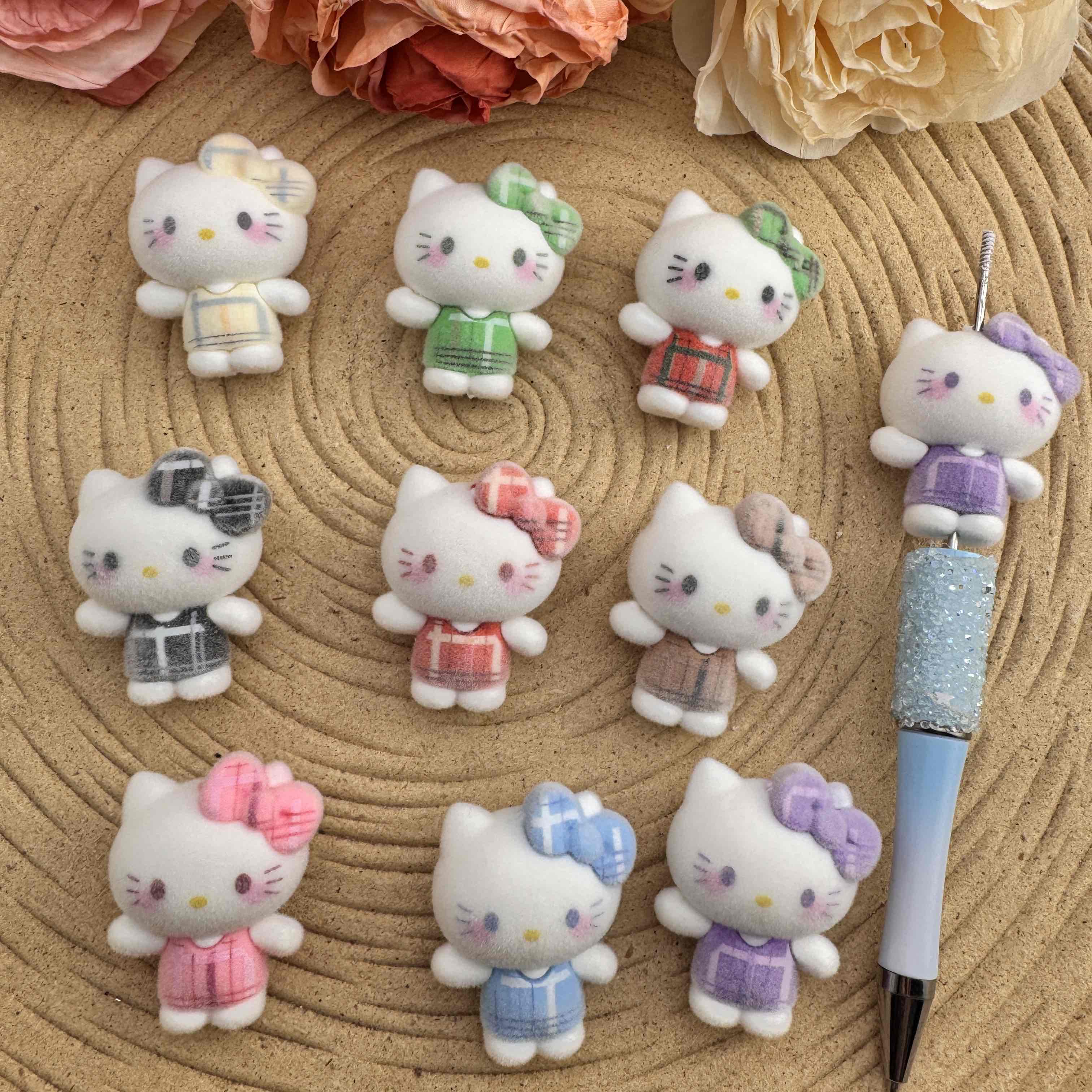 FS10070-30×40mm HK Flocked Acrylic Beads For Beadable Pens Keychain Making Zoe DIY Wholesale