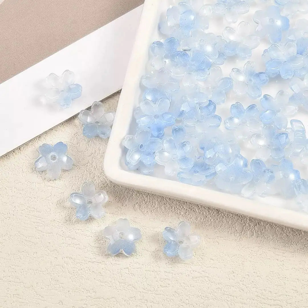 FS101063-About 10mm Sakura Flower Glass Beads ForJewerly Keychain Making Zoe DIY Wholesale