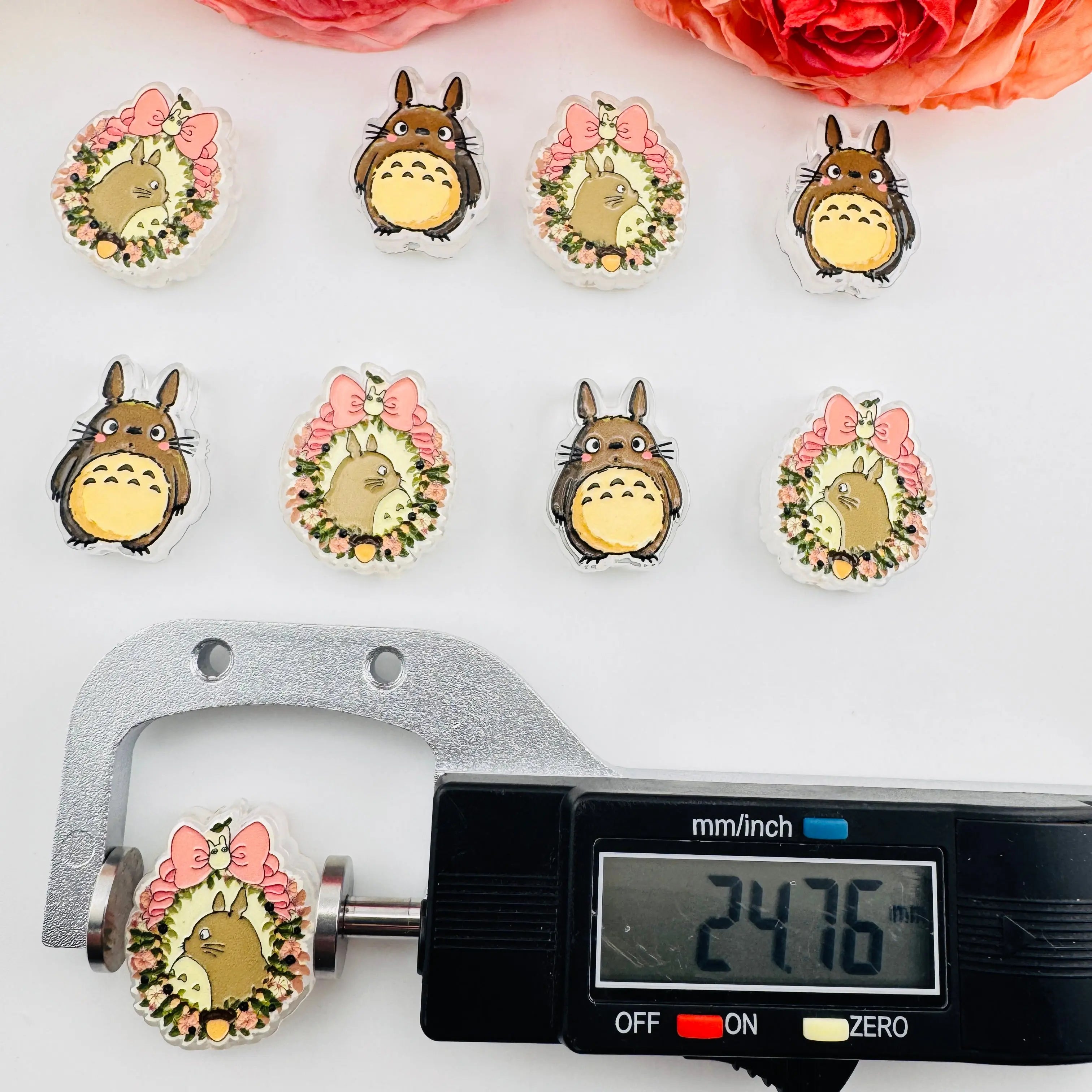 FS101262-About 24*29mm Double Side Printed Totoro Acrylic Beads For Beadable Pens Keychain Making Zoe DIY Wholesale