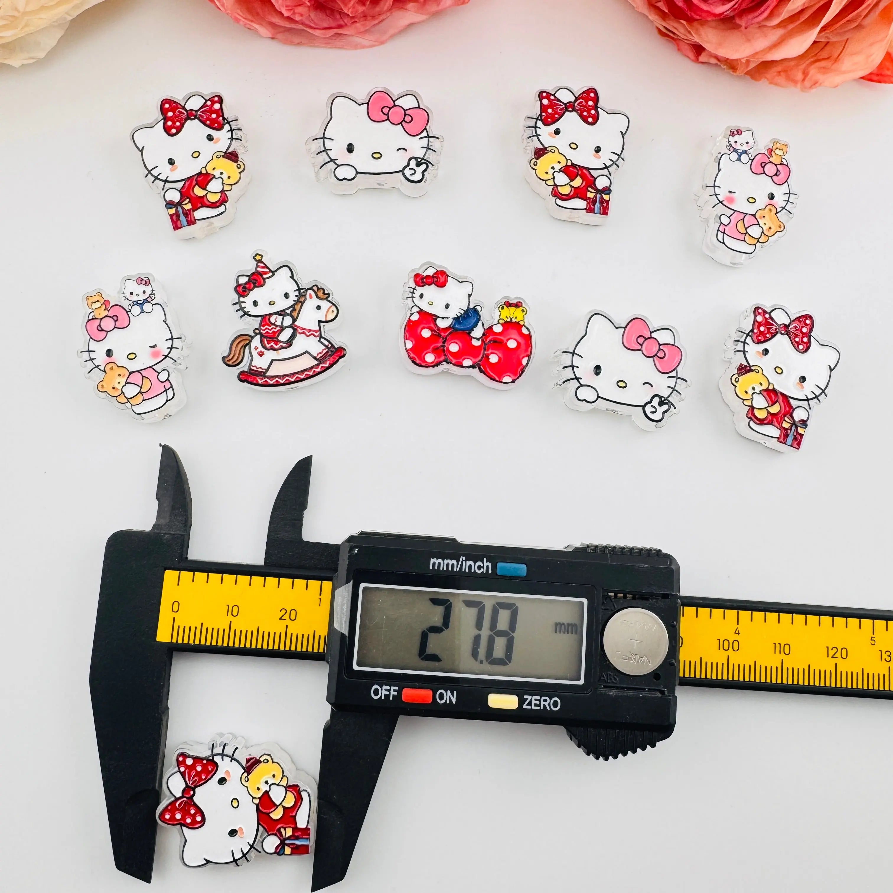 FS101265-About 22*28mm Double Side Printed HK Acrylic Beads For Beadable Pens Keychain Making Zoe DIY Wholesale