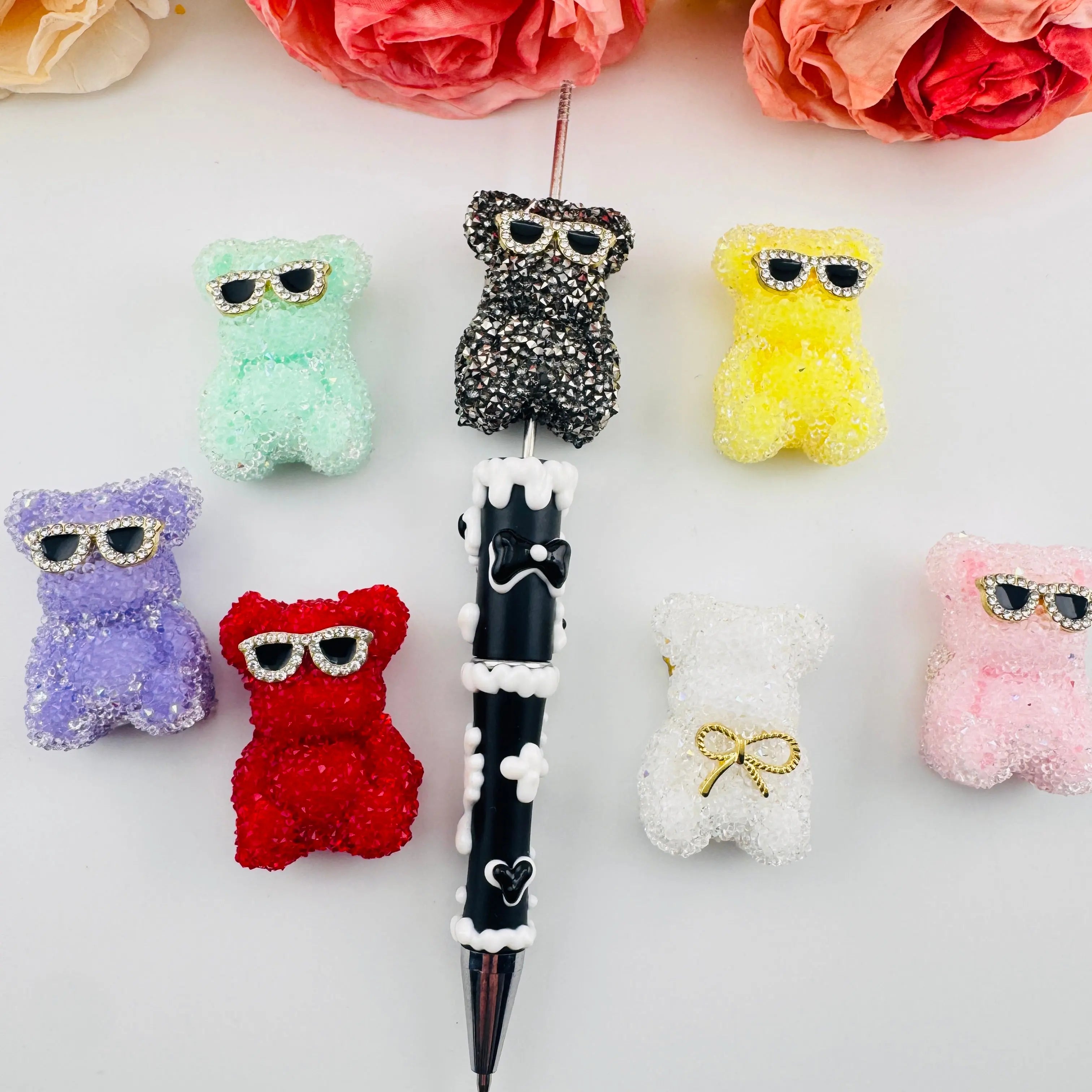 FS101377-About 24*35mm Sugar Bear Beads For Beadable Pens Keychain Making Zoe DIY Wholesale