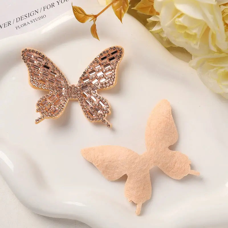 FS10224-Full Diamond Butterfly Fabric Patch Zoe DIY Wholesale