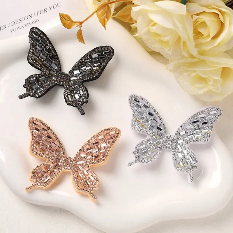 FS10224-Full Diamond Butterfly Fabric Patch Zoe DIY Wholesale