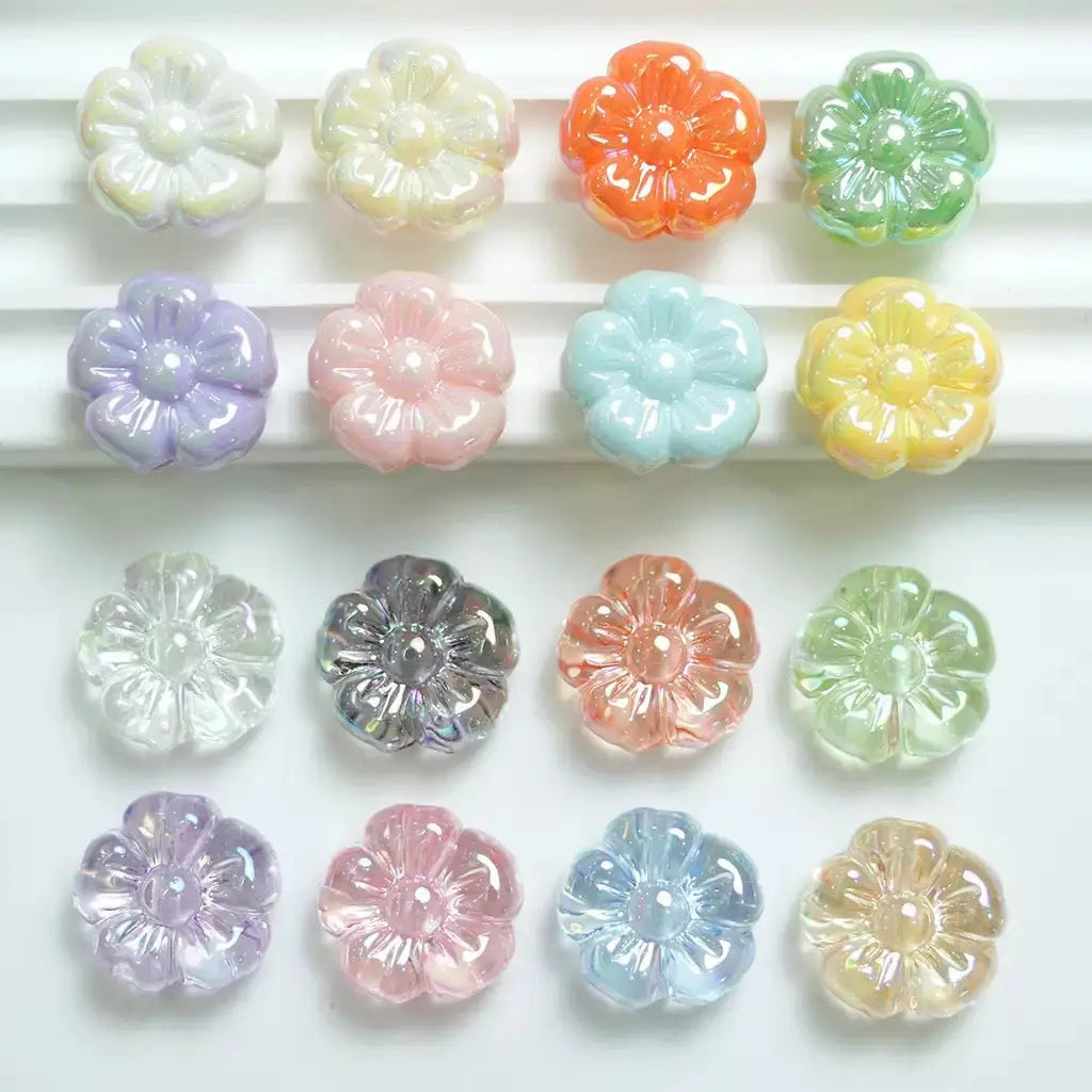 FS102259-About 20mm Flower Acrylic Beads Zoe DIY Wholesale