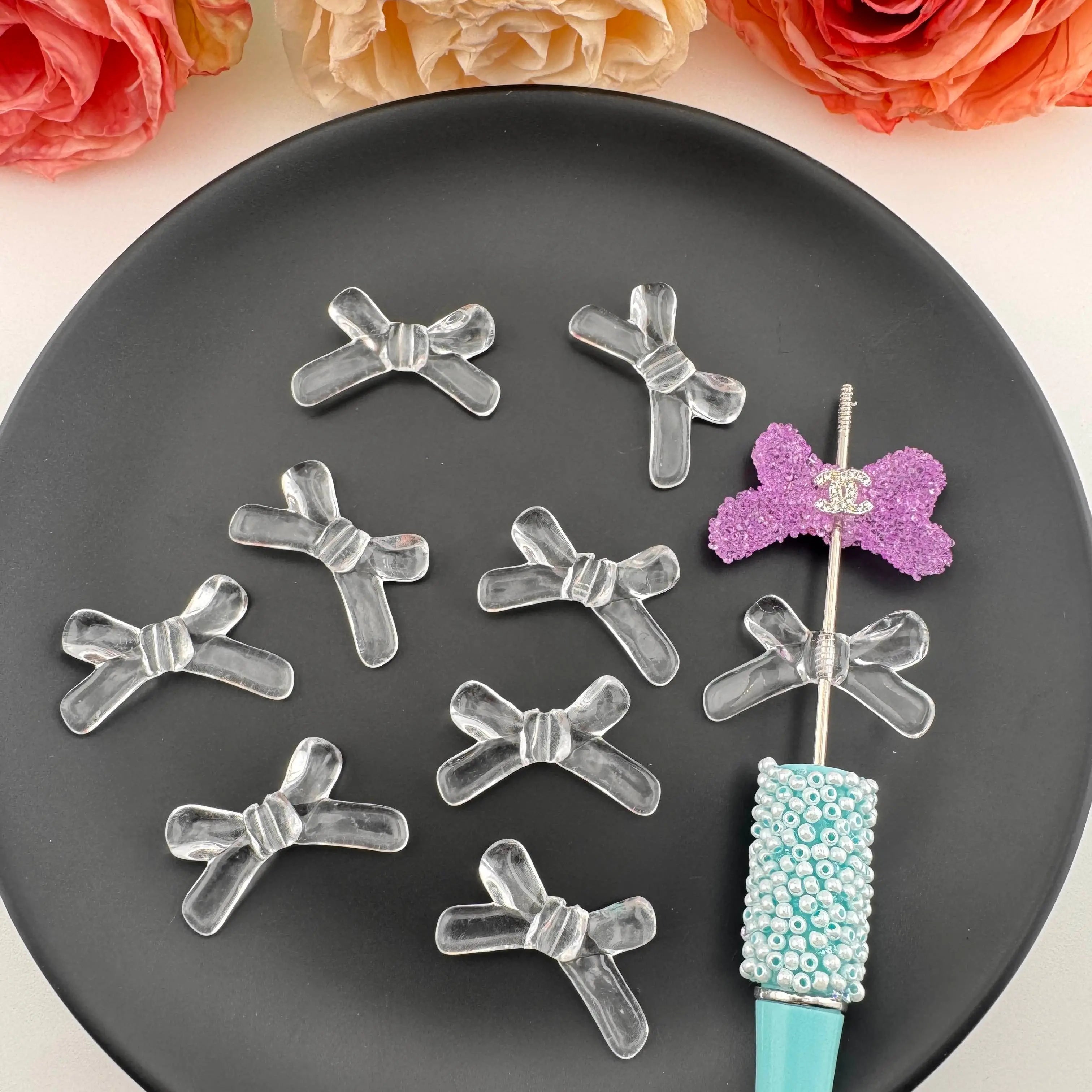 FS102315-About 26×32×20mm Bow Acrylic Based Beads Zoe DIY Wholesale