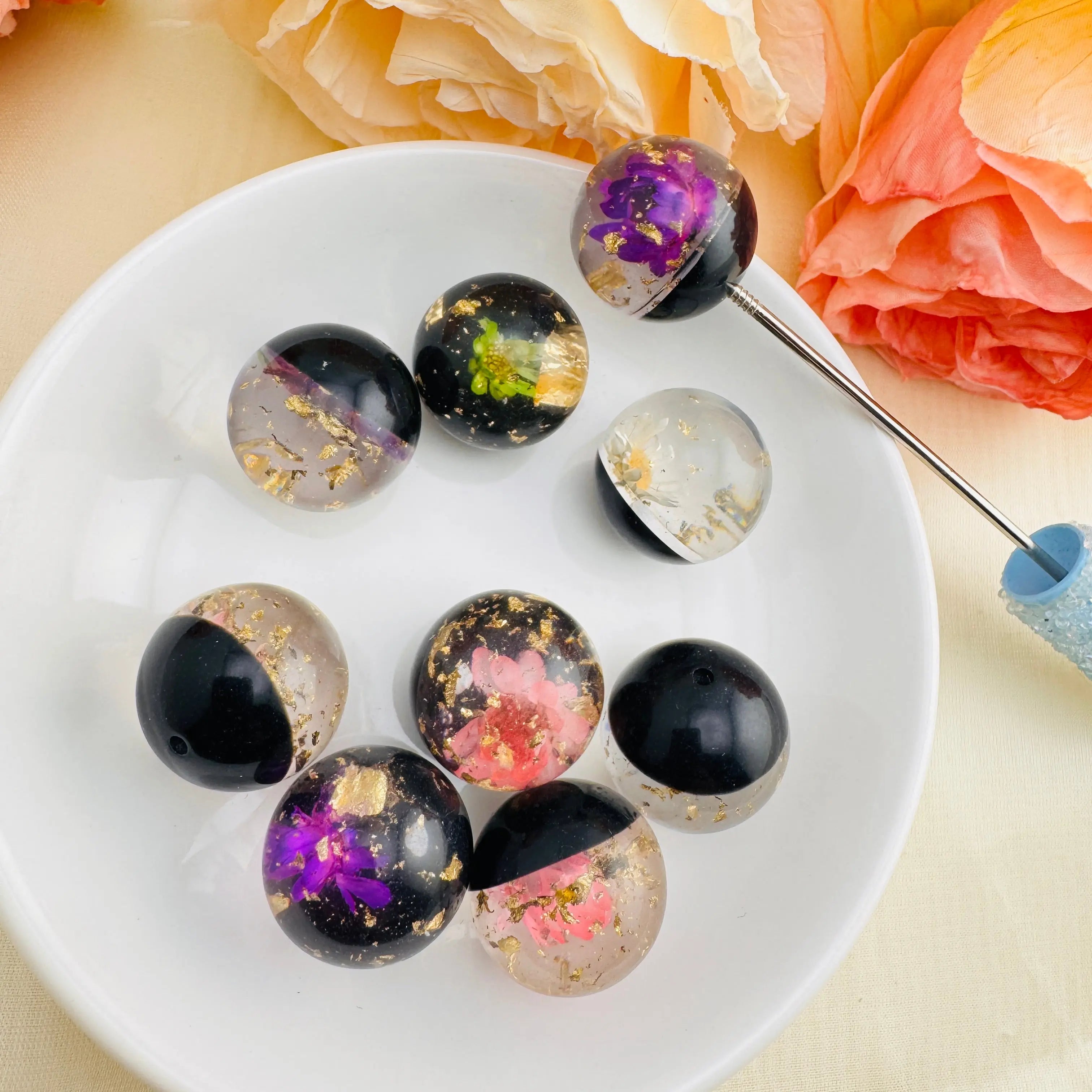 FS10402-20mm Dried Flower Resin Pen Topper Zoe DIY Wholesale