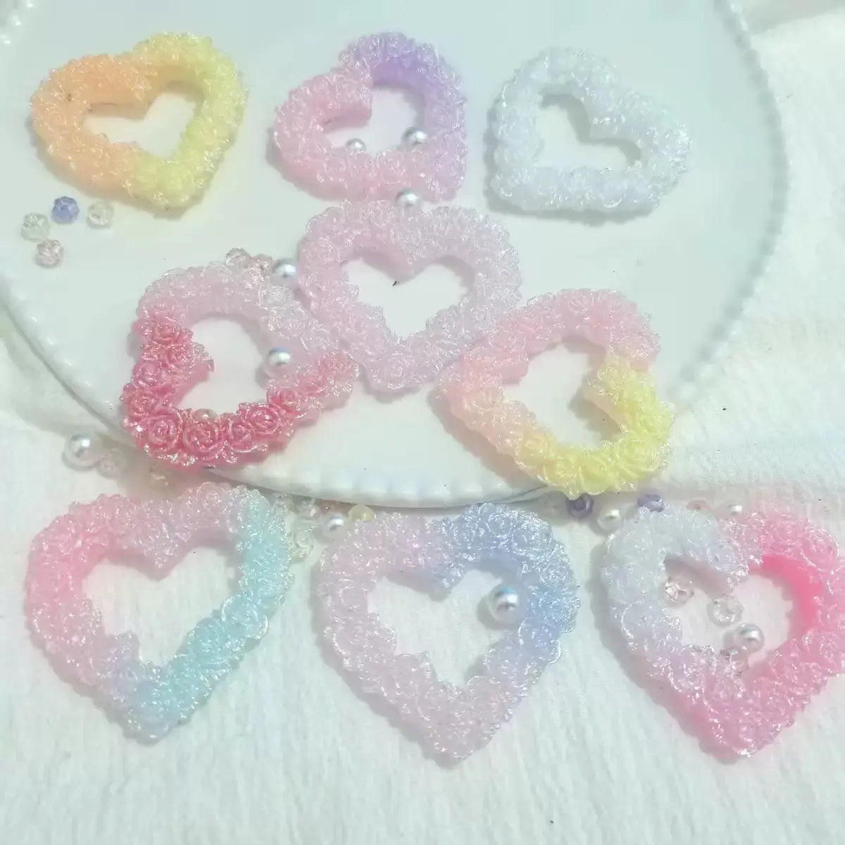 FS10407-48×50mm Luminous Heart Rose Resin Frame For Making Fancy Beads Zoe DIY Wholesale