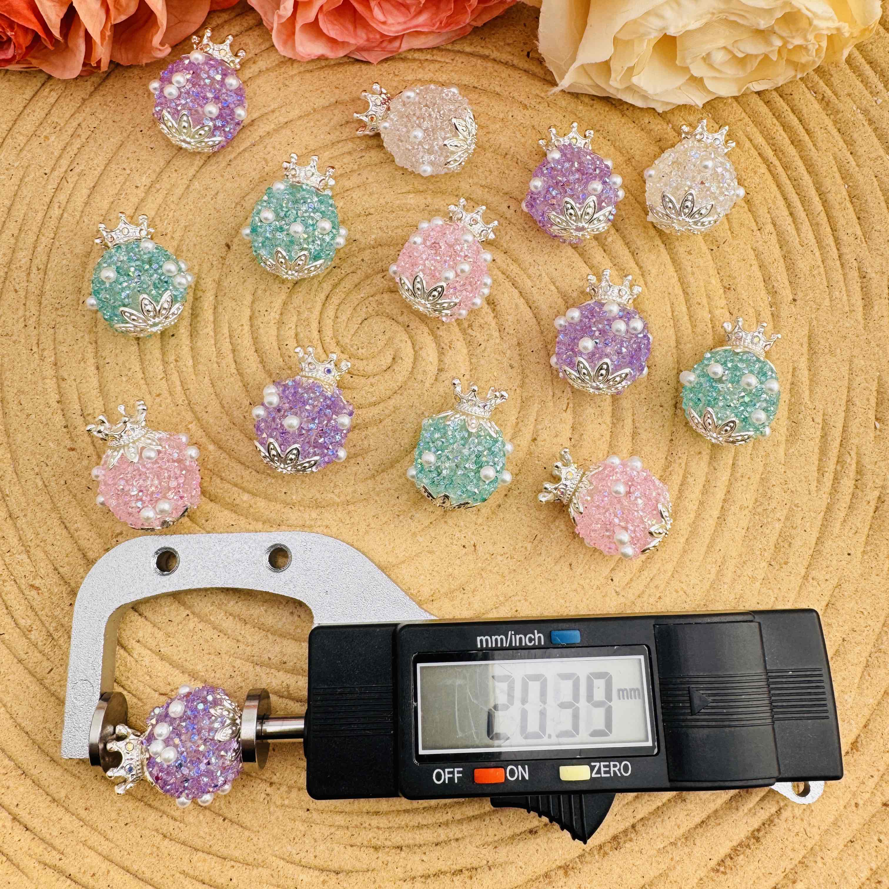 FS10489-20mm Random Mixed Crown Sugar Beads Fit For Beadable Pens Keychain Jewelry Making - Zoe DIY Wholesale