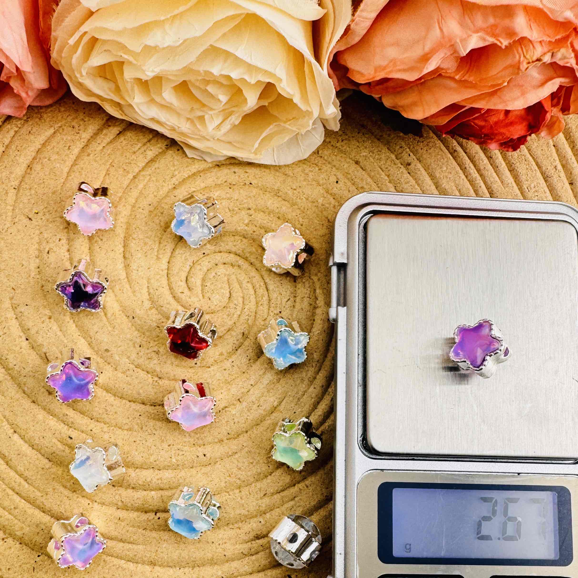 FS10786-Mixed Mocha Star 4 Hole Metal Beads For Beadable Pens Keychain Jewelry Making Zoe DIY Wholesale