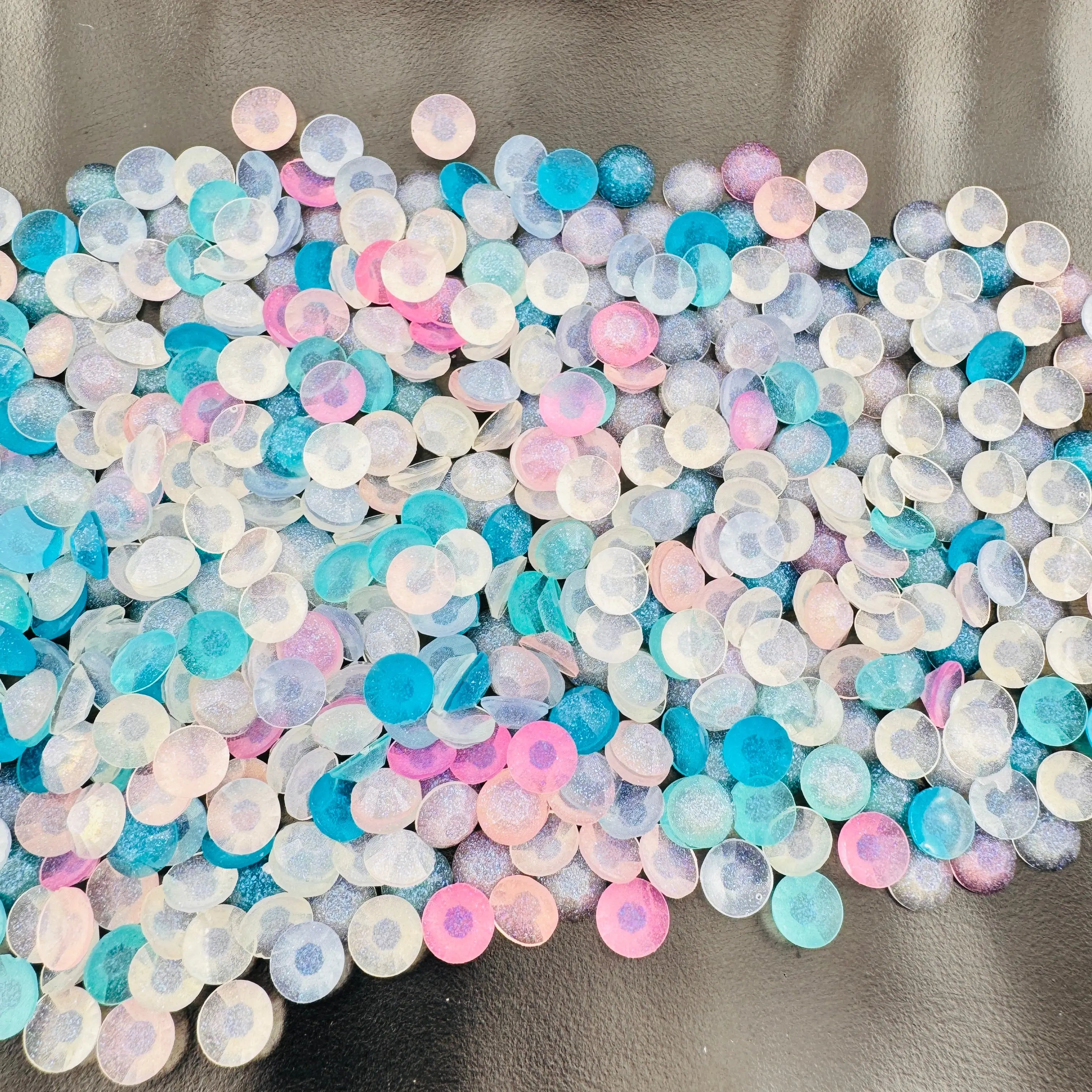 FS10801-About 6mm Gliter Acrylic Semicircle Patch Zoe DIY Wholesale