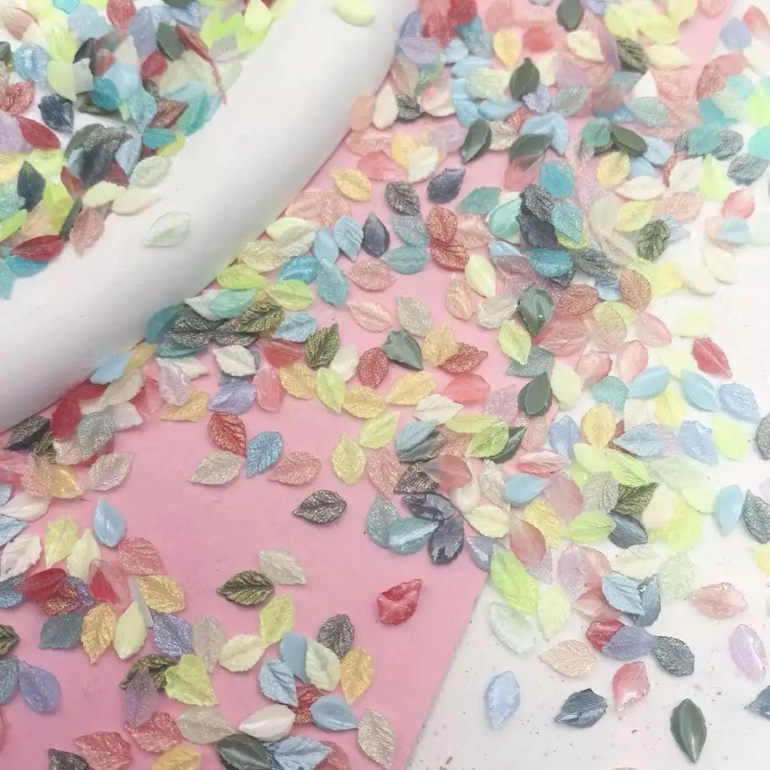 FS10805-About 5×8mm Mixed Luminous Leaf Nail Charms Zoe DIY Wholesale