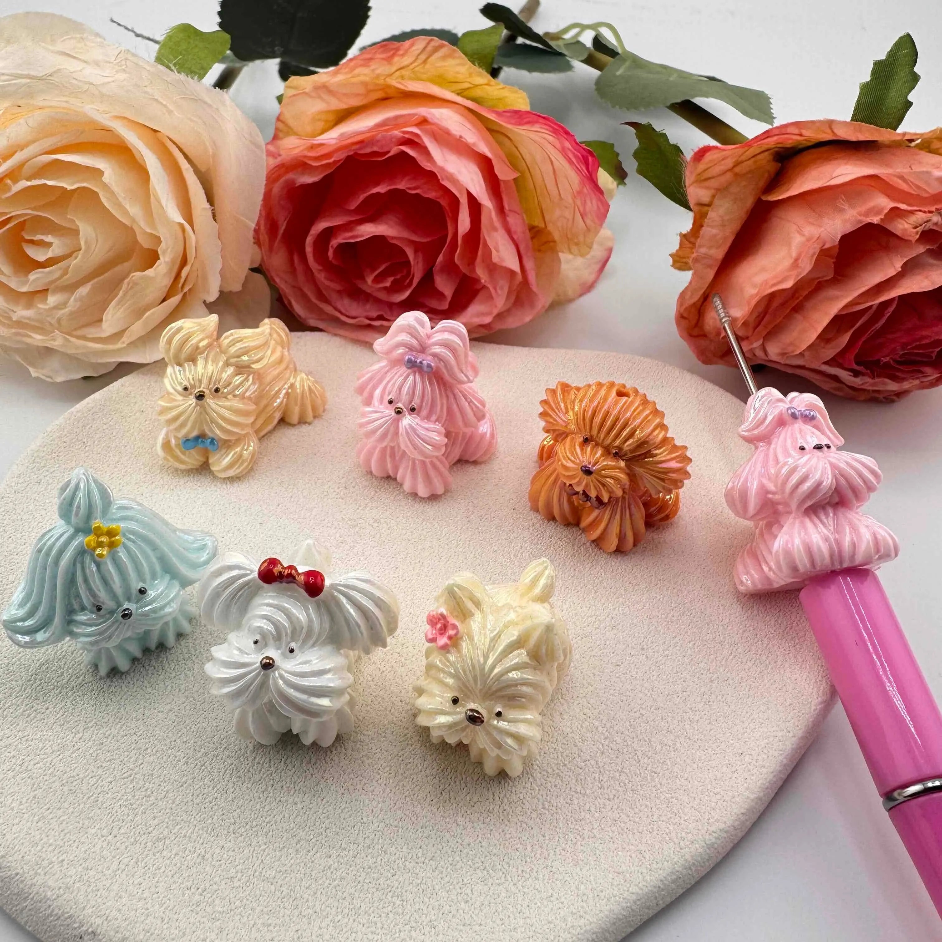 FS10902-Random Mixed Puppy UV Coating Resin Beads For Beadable Pens Keychain Jewelry Making Zoe DIY Wholesale