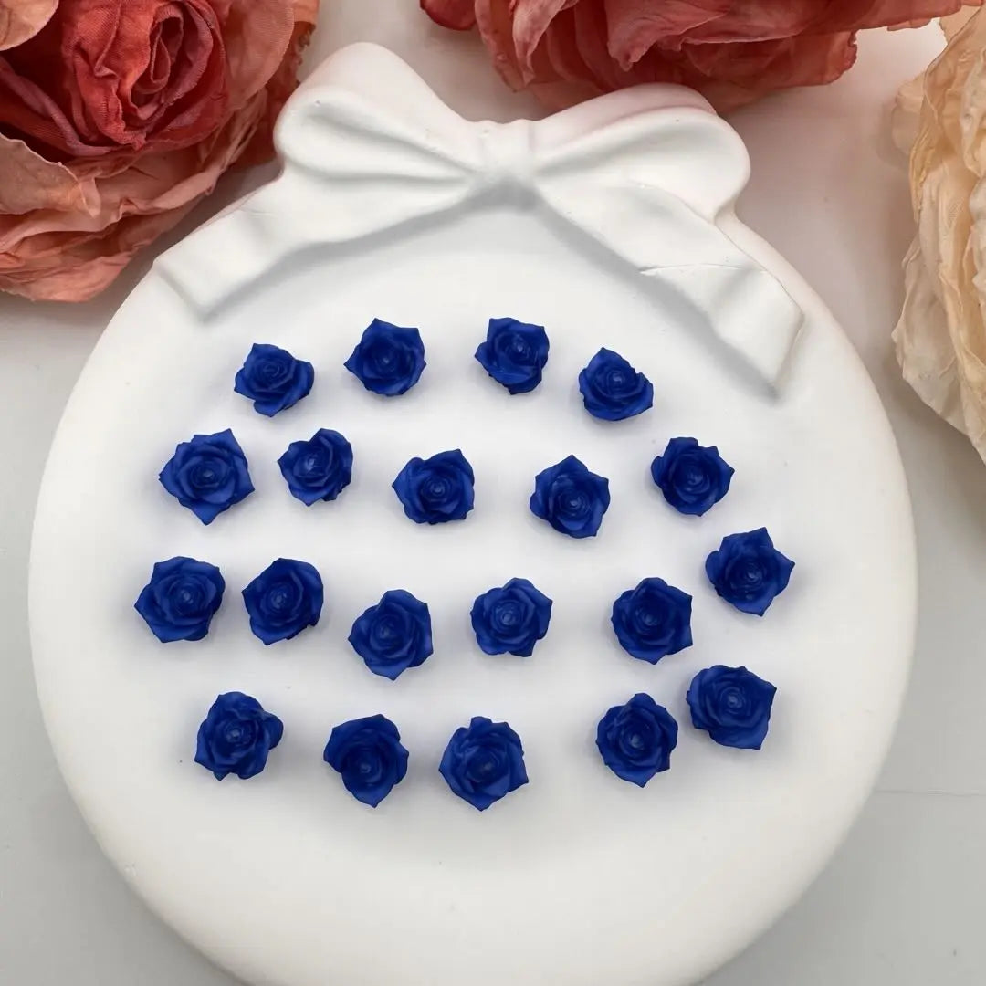 FS10921-About 8mm Royal Blue Hard Luminous Flower Nail Charms Zoe DIY Wholesale