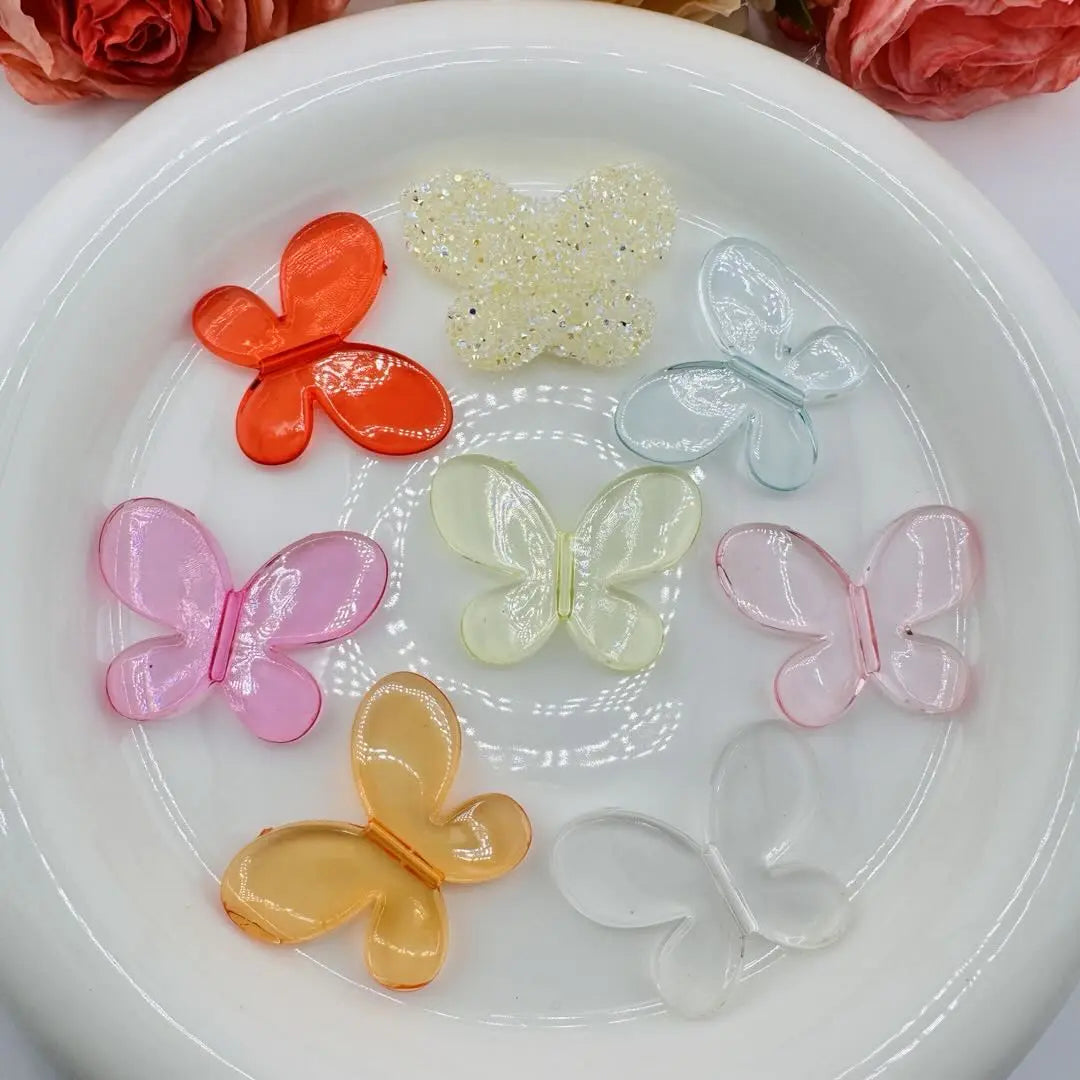 FS10948-About 33×43mm Clear Mixed Color Butterfly Based Acrylic Beads Zoe DIY Wholesale