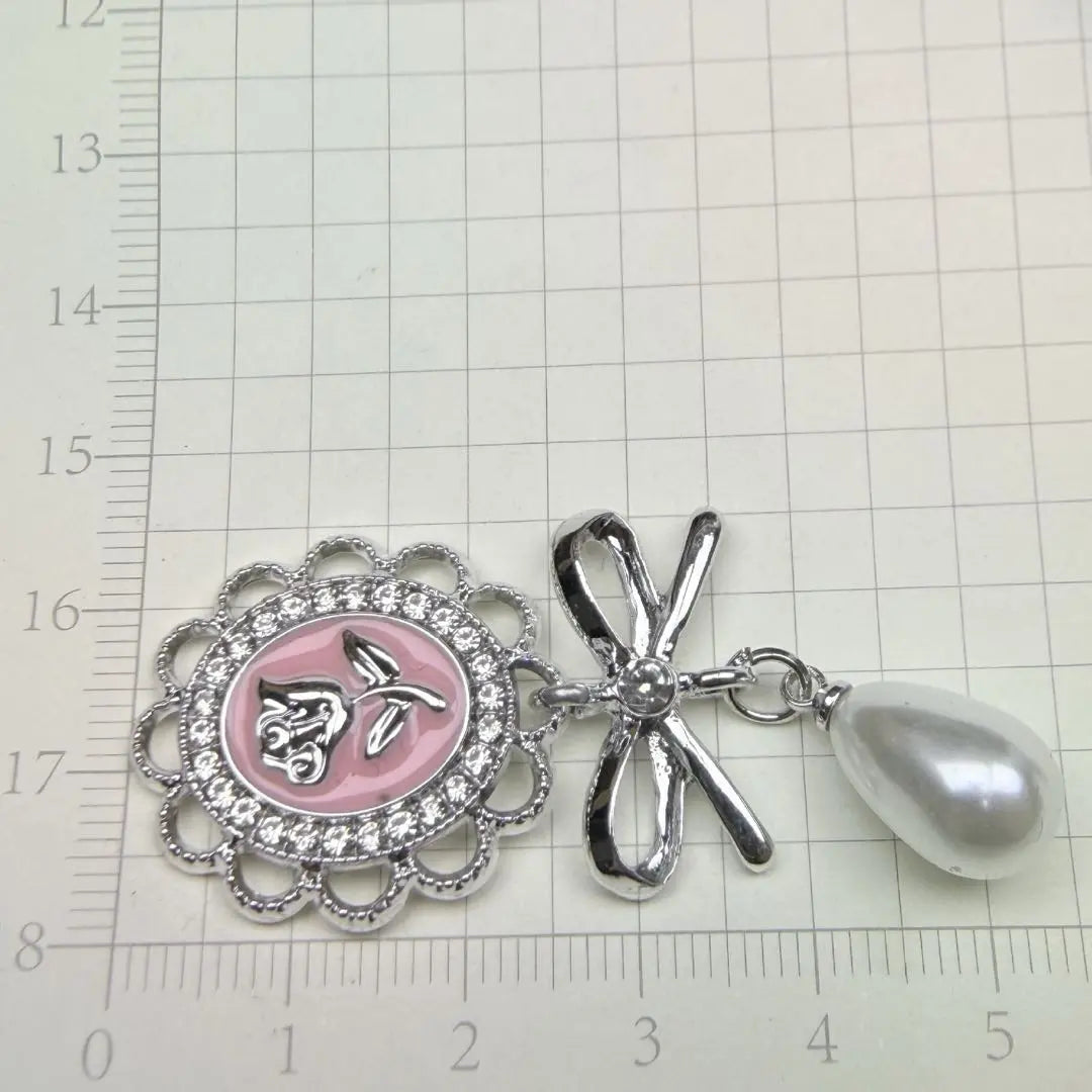 FS11095-About 27×58mm Oval Flower Metal Patch With Pearl Dangle Zoe DIY Wholesale