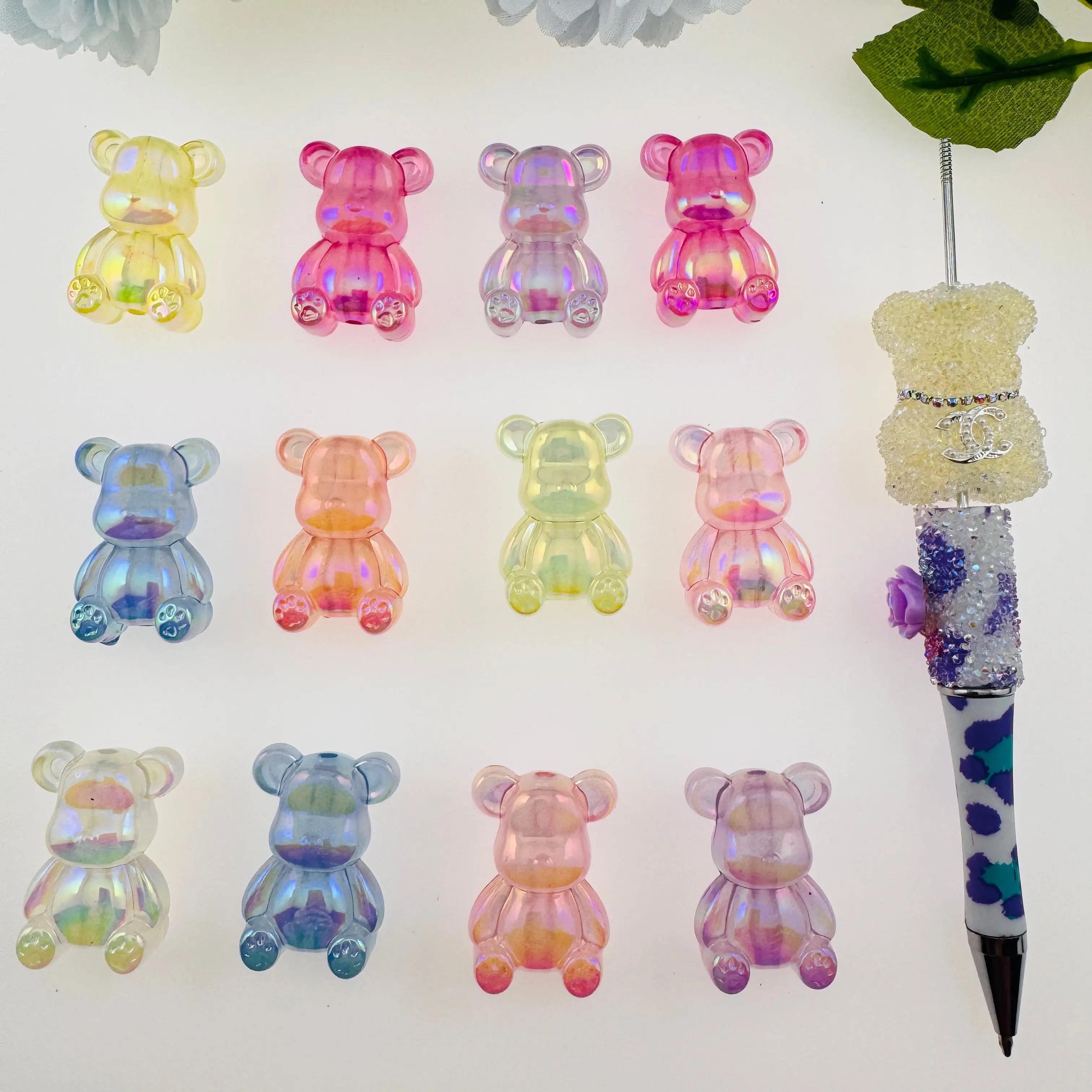 FS11173-About 22×32mm Luminous Bear Acrylic Beads Zoe DIY Wholesale