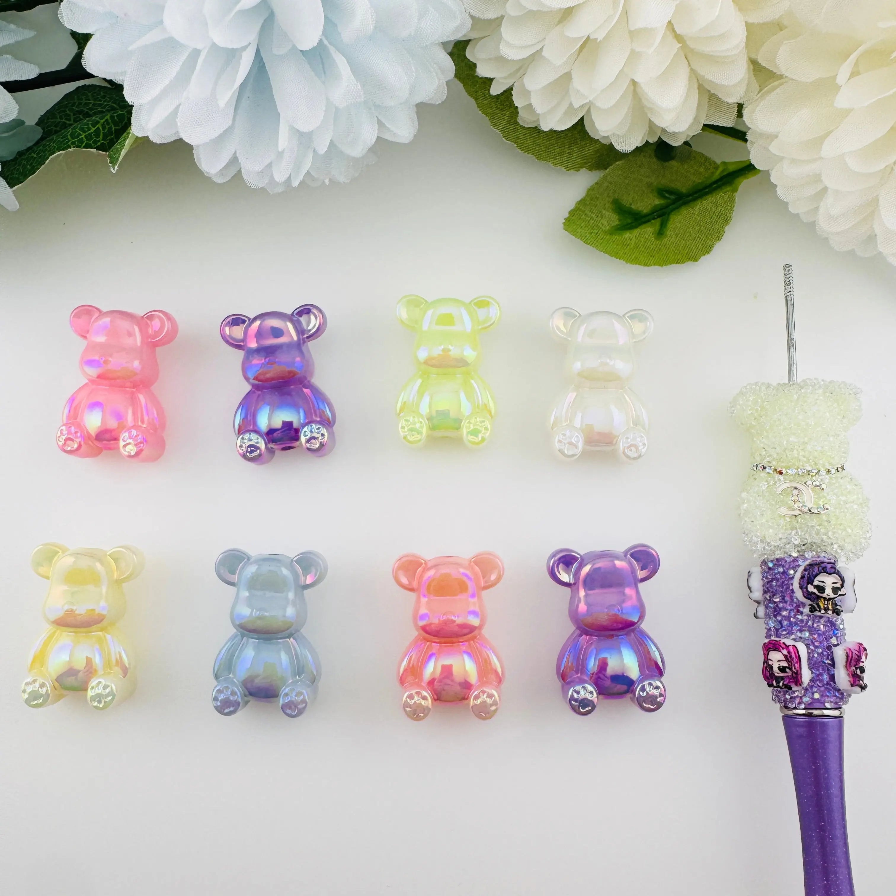 FS11179-About 22×32mm Jelly Color Luminous Bear Acrylic Beads Zoe DIY Wholesale