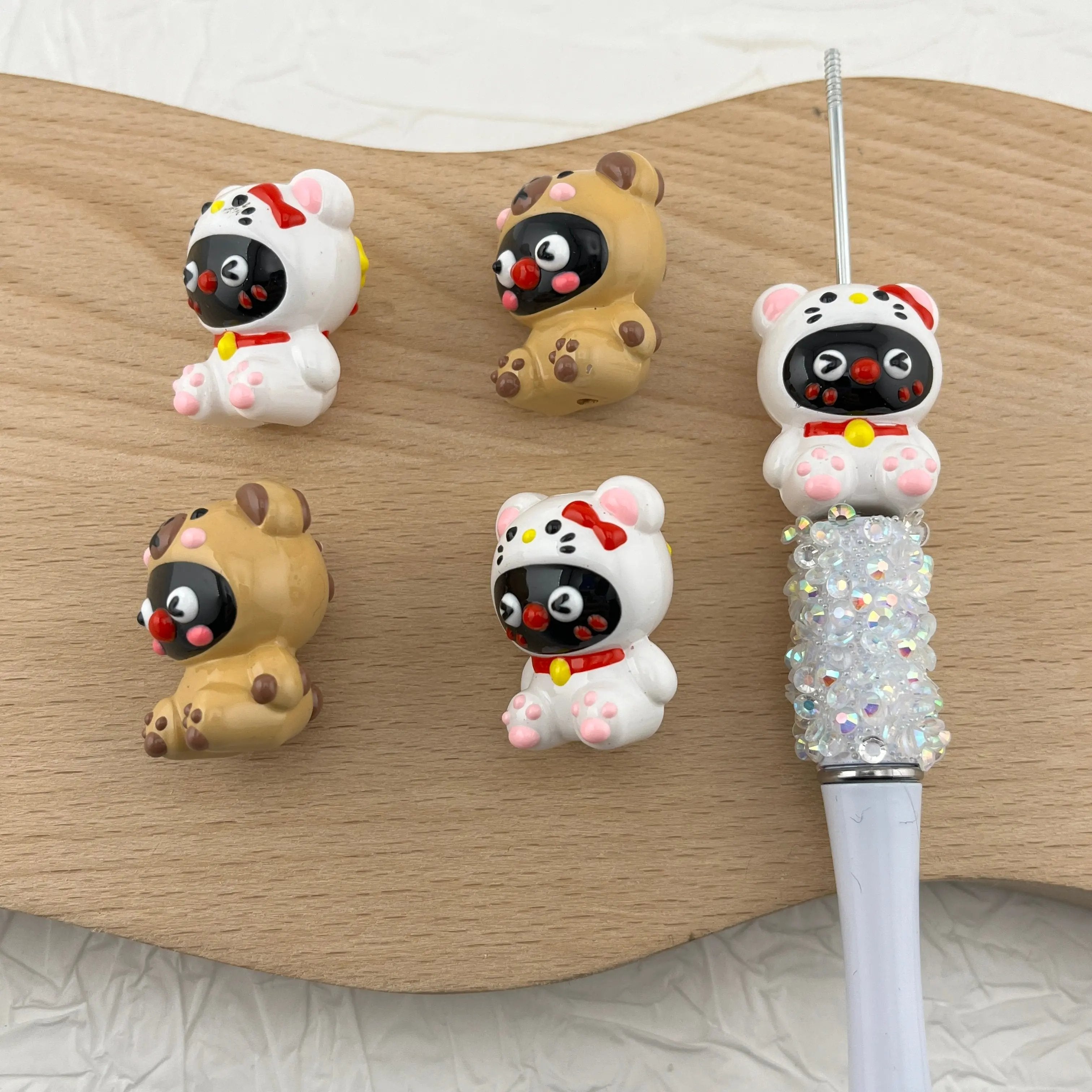 FS1901-3D HK Penguin Hand Painted Acrylic Beads Fit For Beadable Pens Zoe's DIY Shop