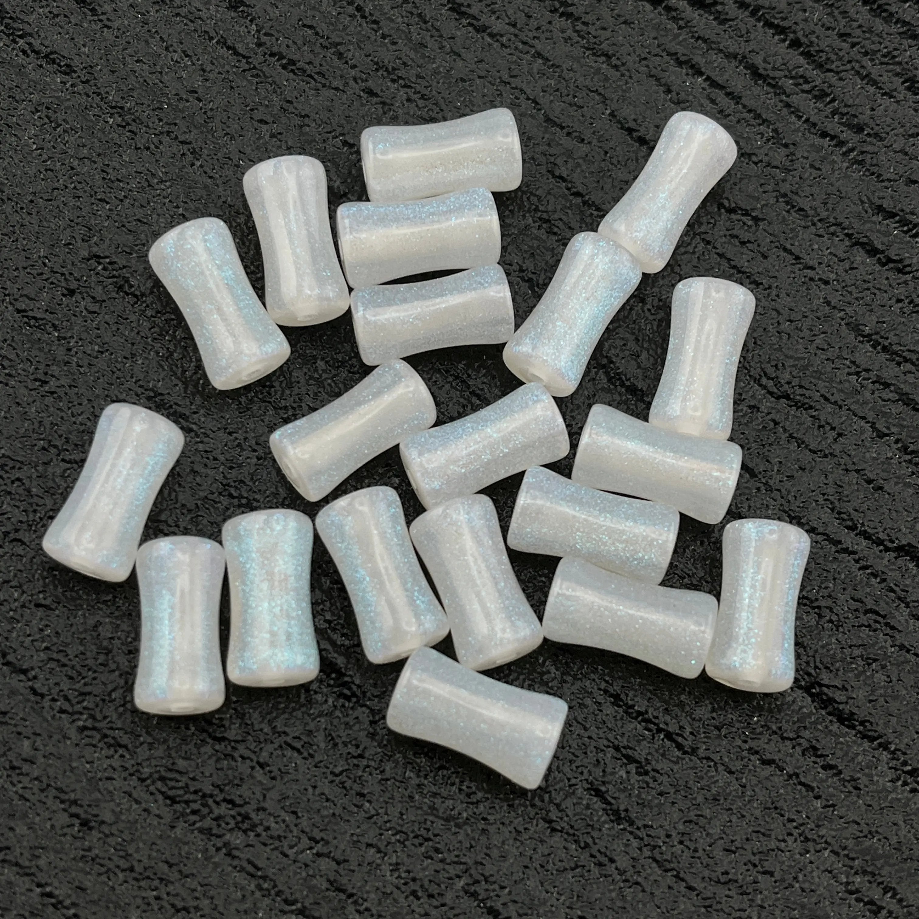 FS2154- 100PCS 6*12MM Milky Way glitter bamboo beads Zoe's DIY Shop