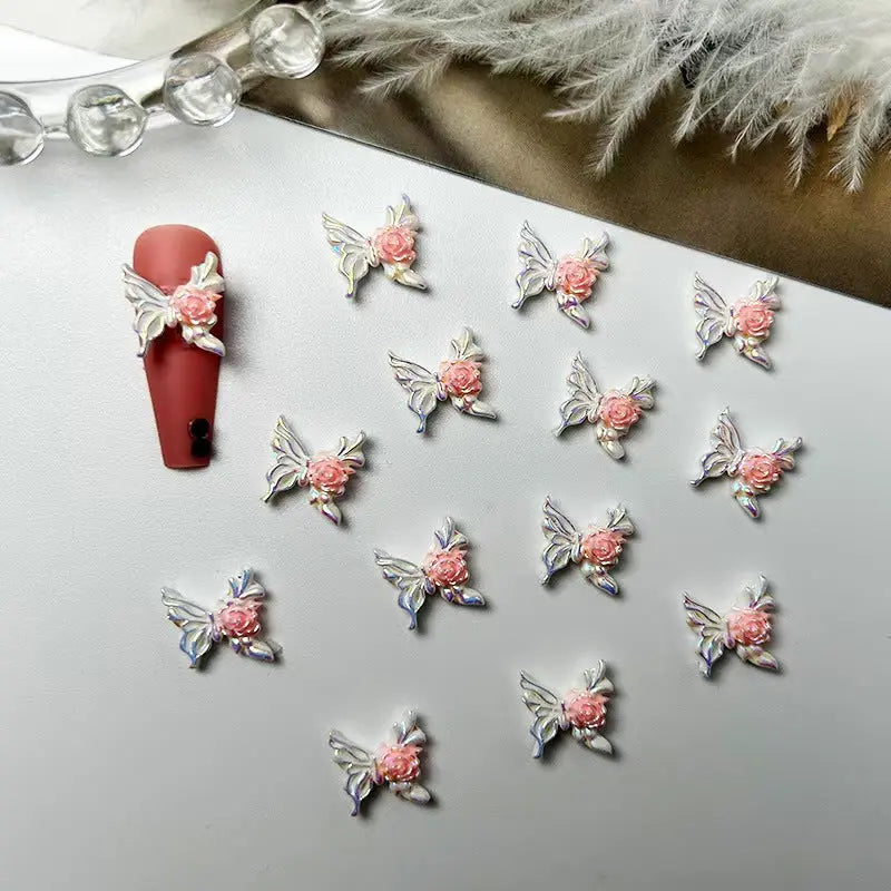 FS3766-10×11mm 장미색 나비 미국 달러 패치, DIY 프로젝트용 - Zoe DIY 도매