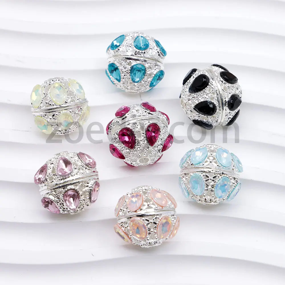 FS4856-5 Pieces Crystal Diamond Round Metal Beads Fit For Beadable Pens Zoe's DIY Shop