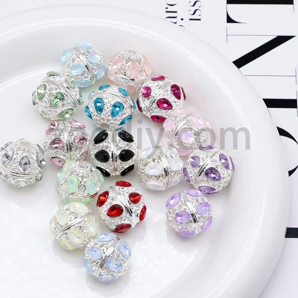 FS4856-5 Pieces Crystal Diamond Round Metal Beads Fit For Beadable Pens Zoe's DIY Shop