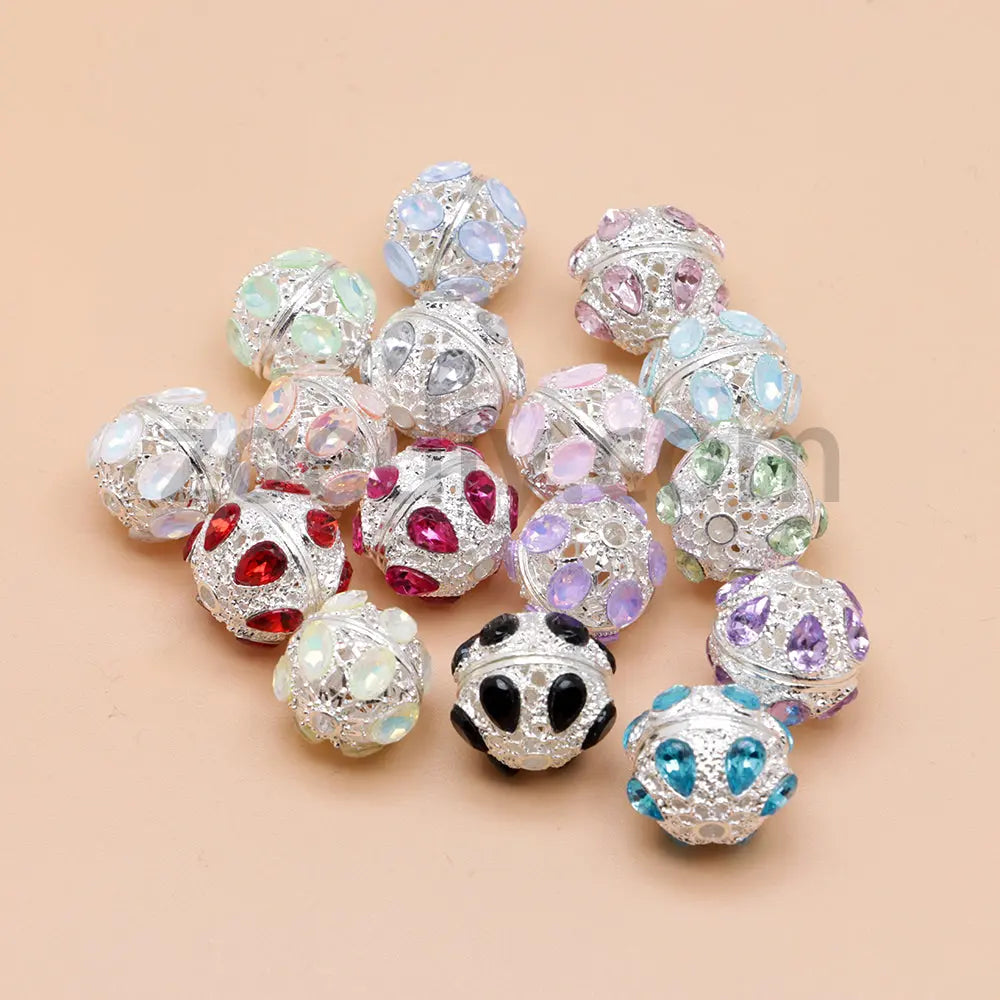 FS4856-5 Pieces Crystal Diamond Round Metal Beads Fit For Beadable Pens Zoe's DIY Shop