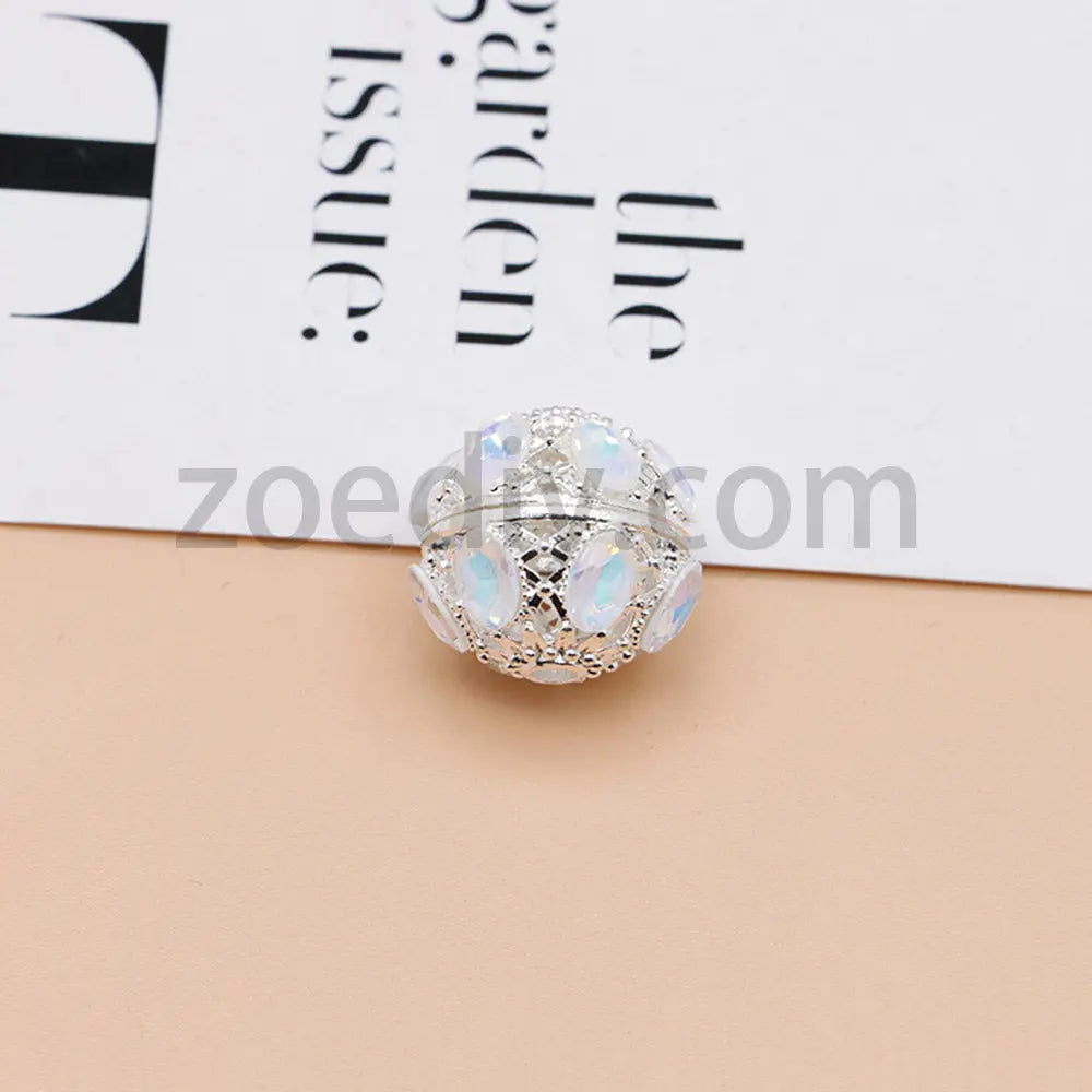 FS4856-5 Pieces Crystal Diamond Round Metal Beads Fit For Beadable Pens Zoe's DIY Shop
