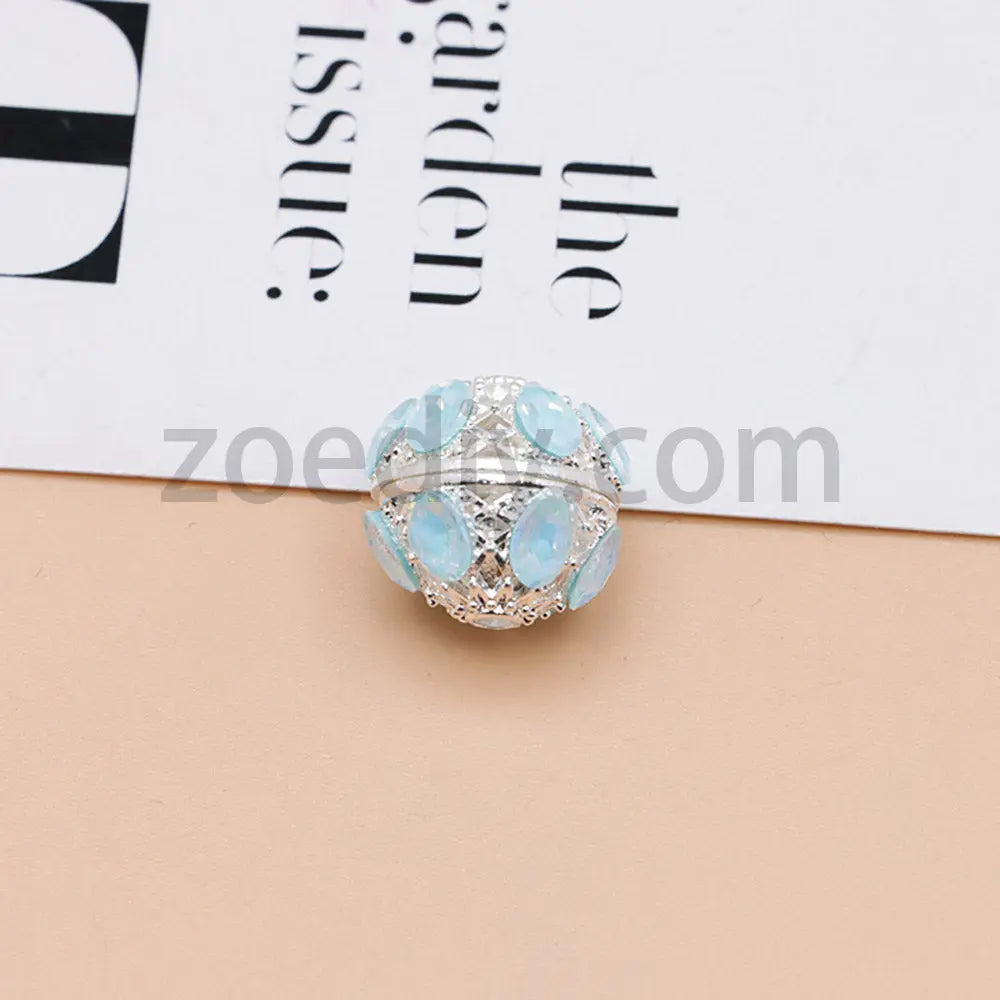 FS4856-5 Pieces Crystal Diamond Round Metal Beads Fit For Beadable Pens Zoe's DIY Shop