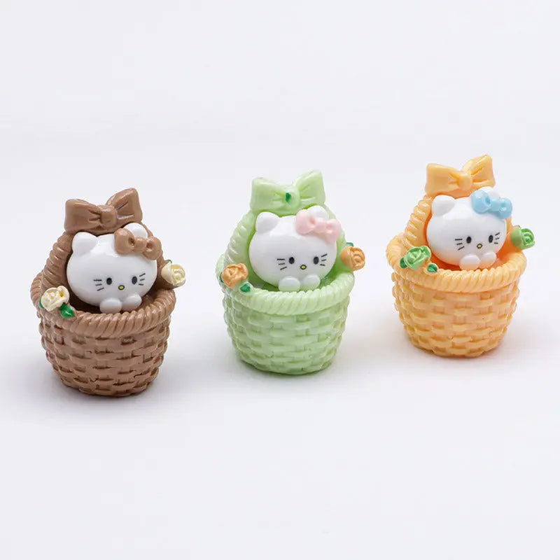 FS5292- Three-Dimensional Resin Flower Basket Of Hello Kitty Zoe's DIY Shop