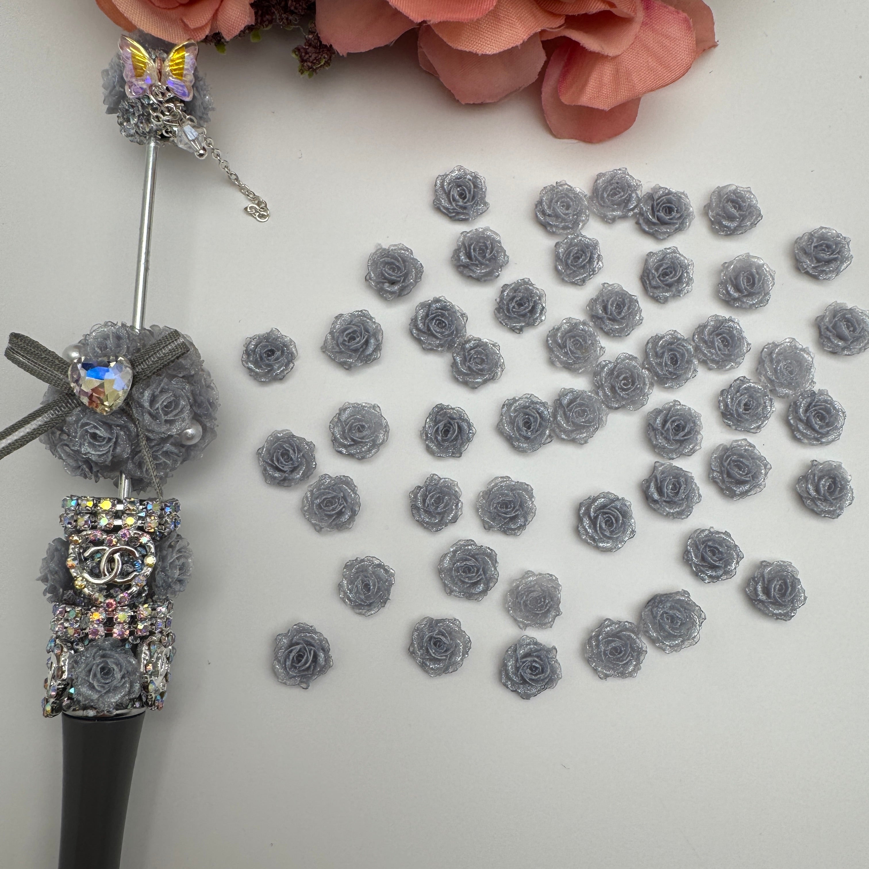 FS5101-10mm Luminous Soft Nail Flower Charms For Making Fancy Beads Or Fancy Beadable Pens