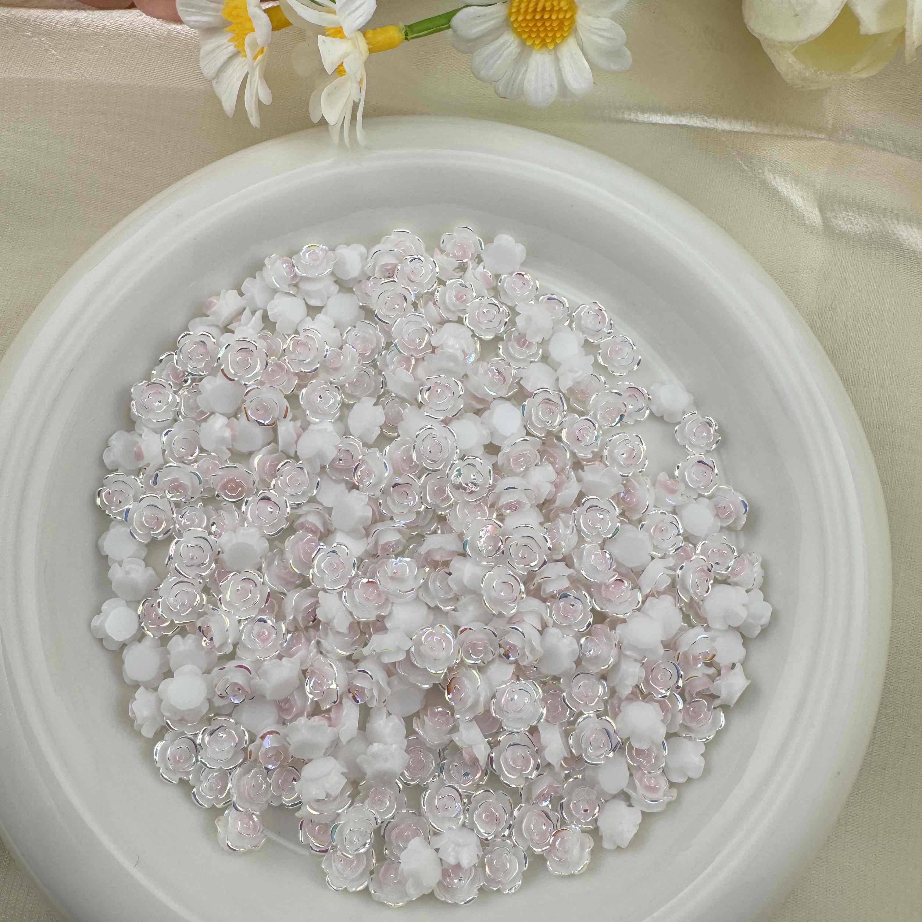 FS5770-8mm UV Luminous Rose Flower Nail Charms For Making Fancy Beads Or Fancy Beadable Pens For DIY Project - Zoe DIY Wholesale