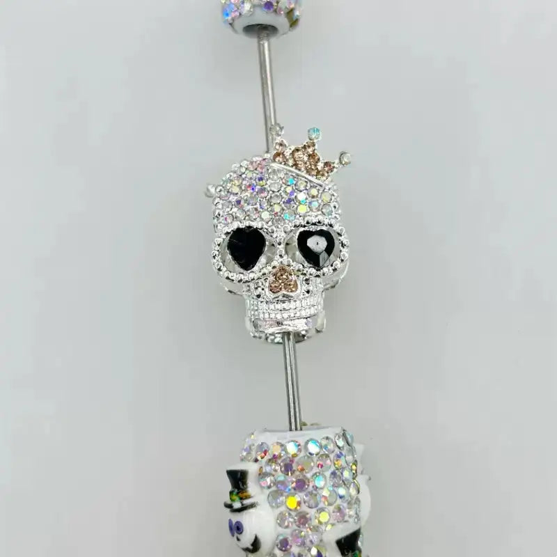 FS19376-About 29*19*16mm Halloween Skull Metal Beads
