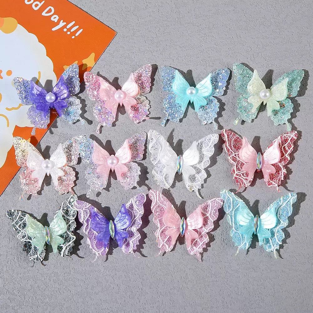 FS10229-Mixed Color Sparkling Sequin Butterfly Resin Patch 41×38mm