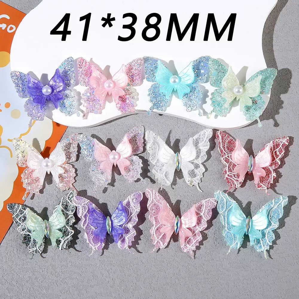 FS10229-Mixed Color Sparkling Sequin Butterfly Resin Patch 41×38mm