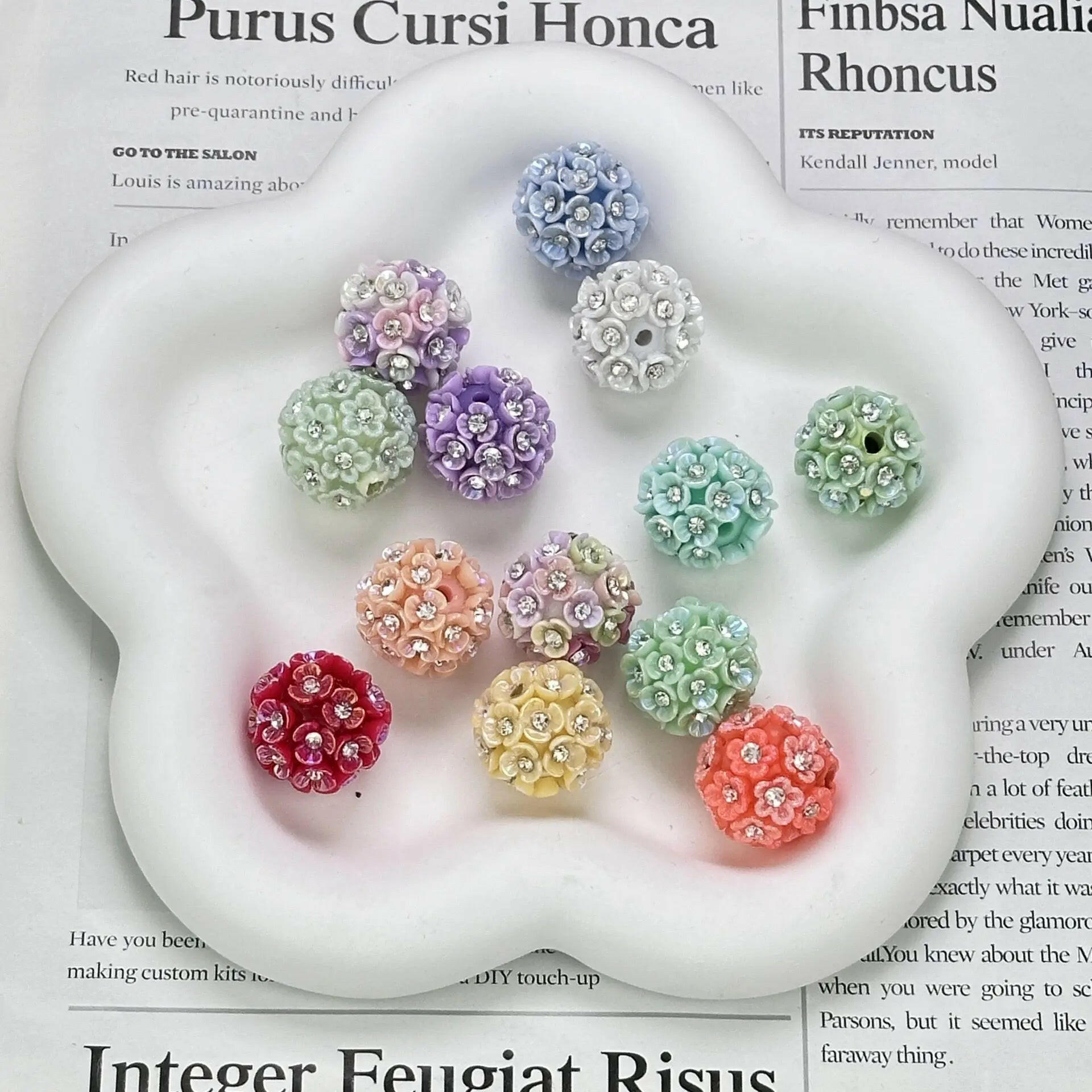 FS1321-14MM Random Mixed Color Flower Diamond Clay Beads Fit For Beadable Pens Zoe's DIY Shop