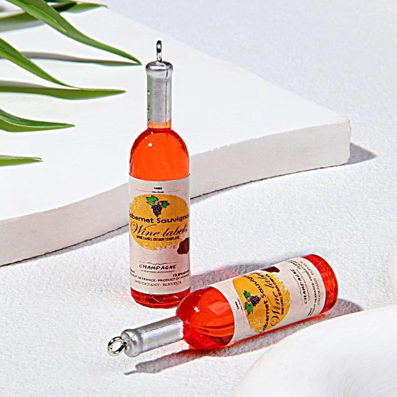 FS5081-Random Mixed 12×52mm Creative Wine Bottle Resin Charms